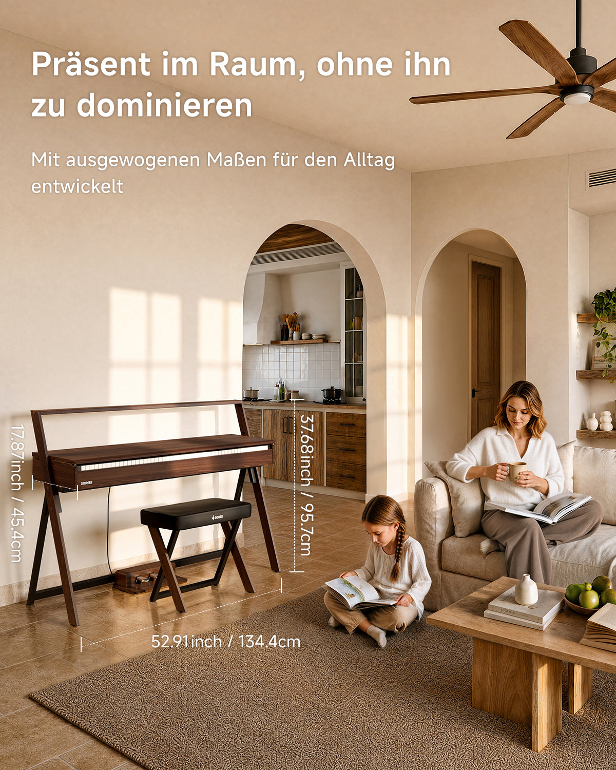 Donner OURA™ R300 Haushalts Digital Piano-Grau-Braun##