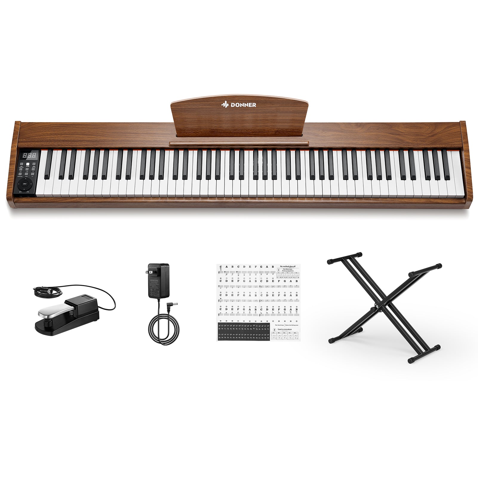 Donner DEP-1S Tastatur im Holzstil Digitalpiano-Antikbraun##