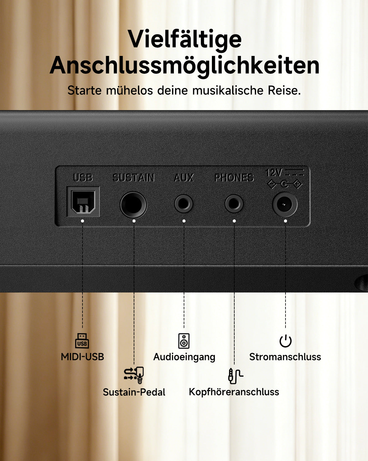 Donner DEP-07 Tragbares Digitalpiano mit 88 halbgewichteten Tasten