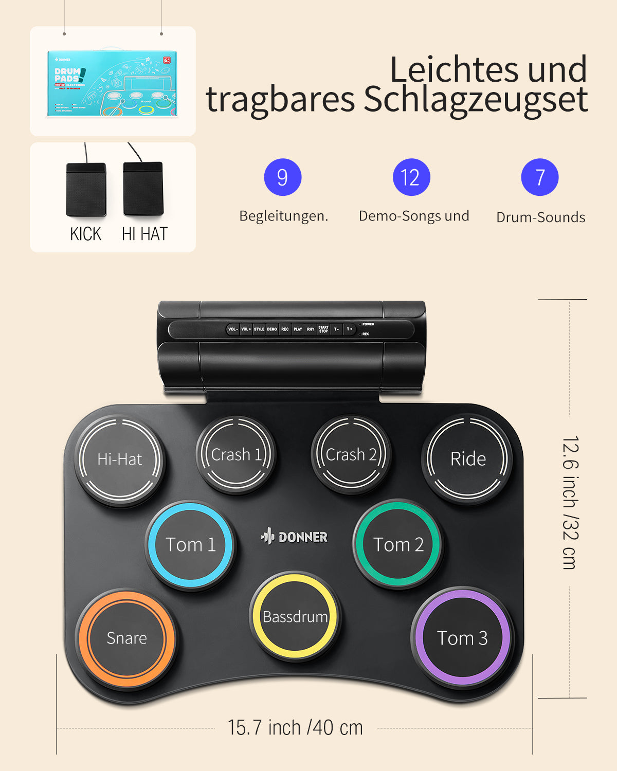Donner DED-20 SE Farbiges elektronisches Drum-Pad