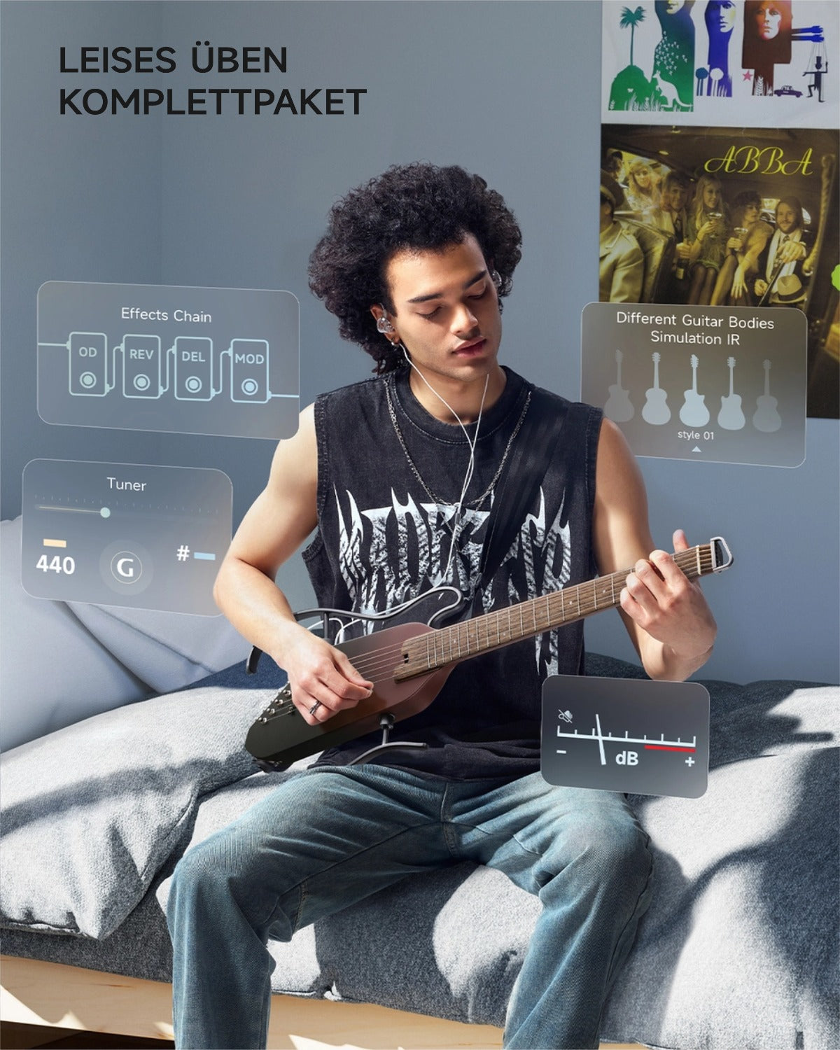 Donner HUSH™ I PRO Reisegitarre-Maillard-Braun Farbverlauf##