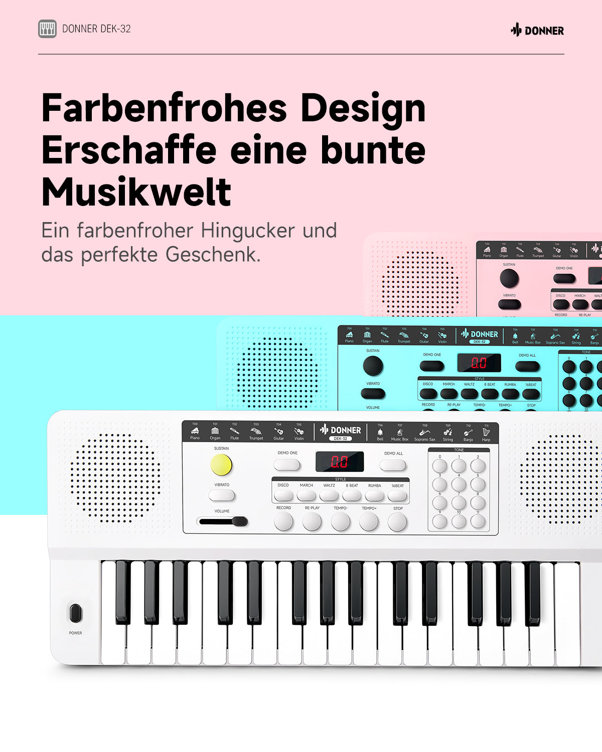 Donner DEK-32 32-Tasten-Keyboard-Rosa##