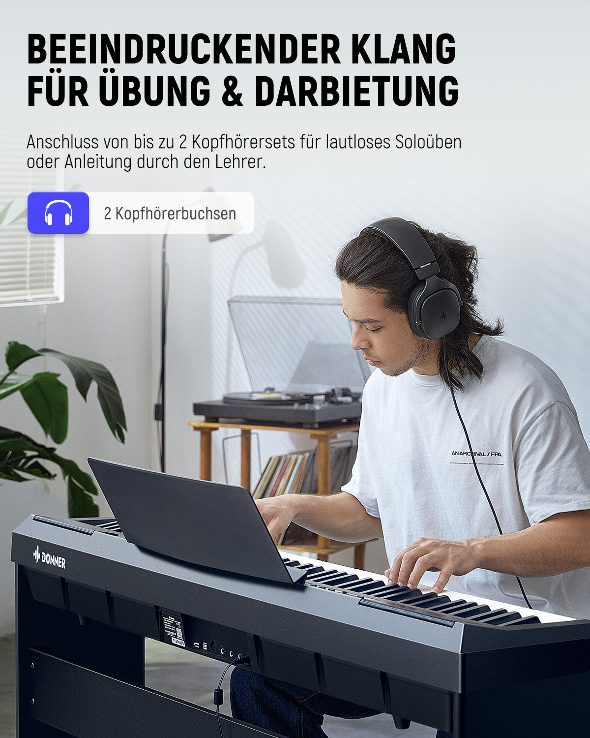 Donner DEP-20 Digital Piano mit Hammermechanik-Schwarz##