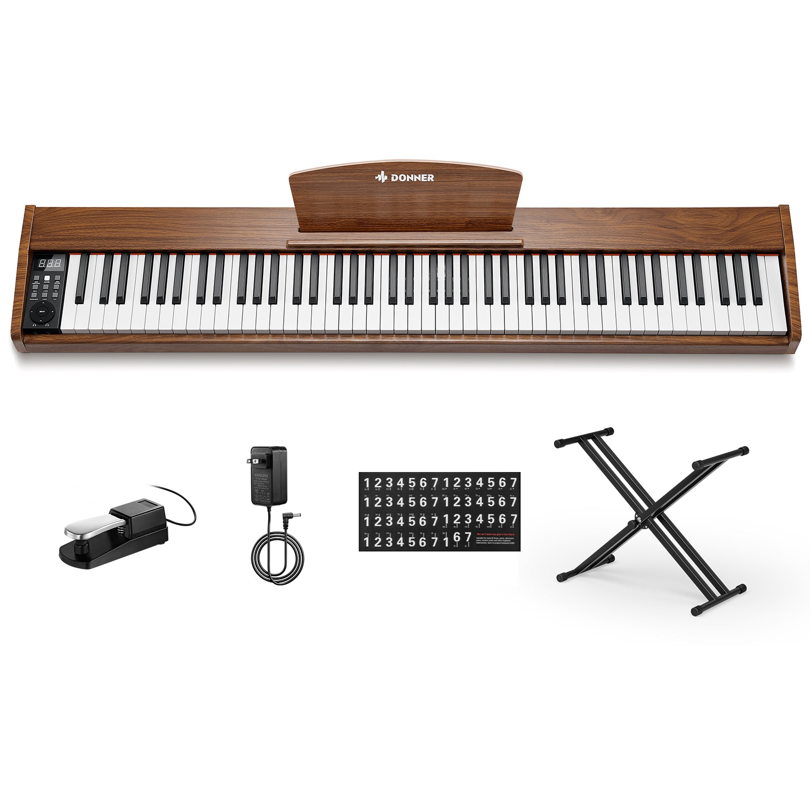 Donner DEP-1S Tastatur im Holzstil Digitalpiano-Antikbraun##
