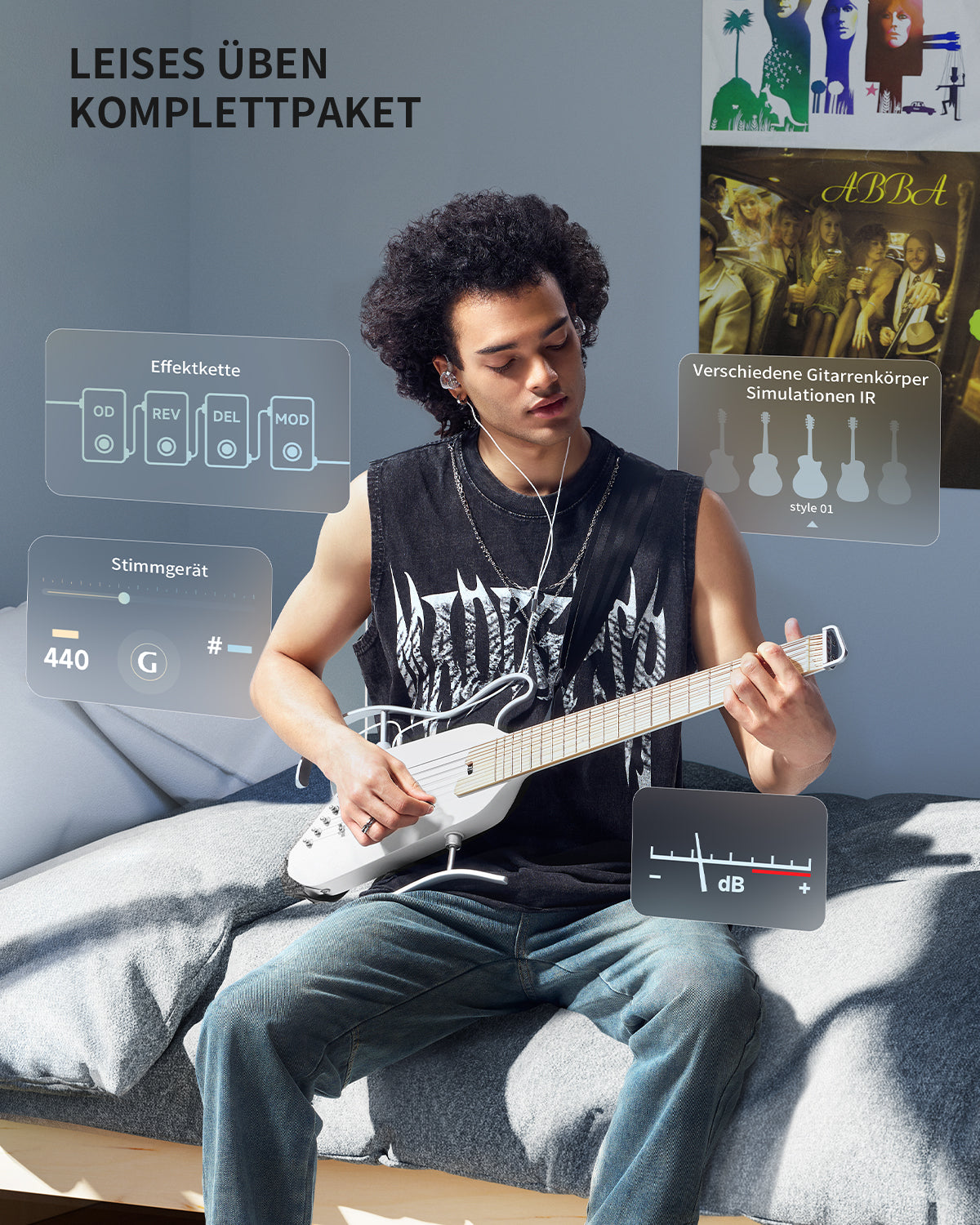 Donner HUSH™ I PRO Reisegitarre-Weiß##