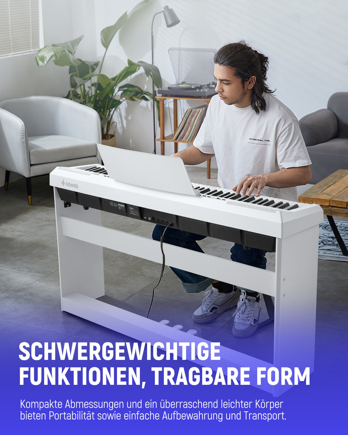 Donner DEP-20 Digital Piano mit Hammermechanik-Weiß##