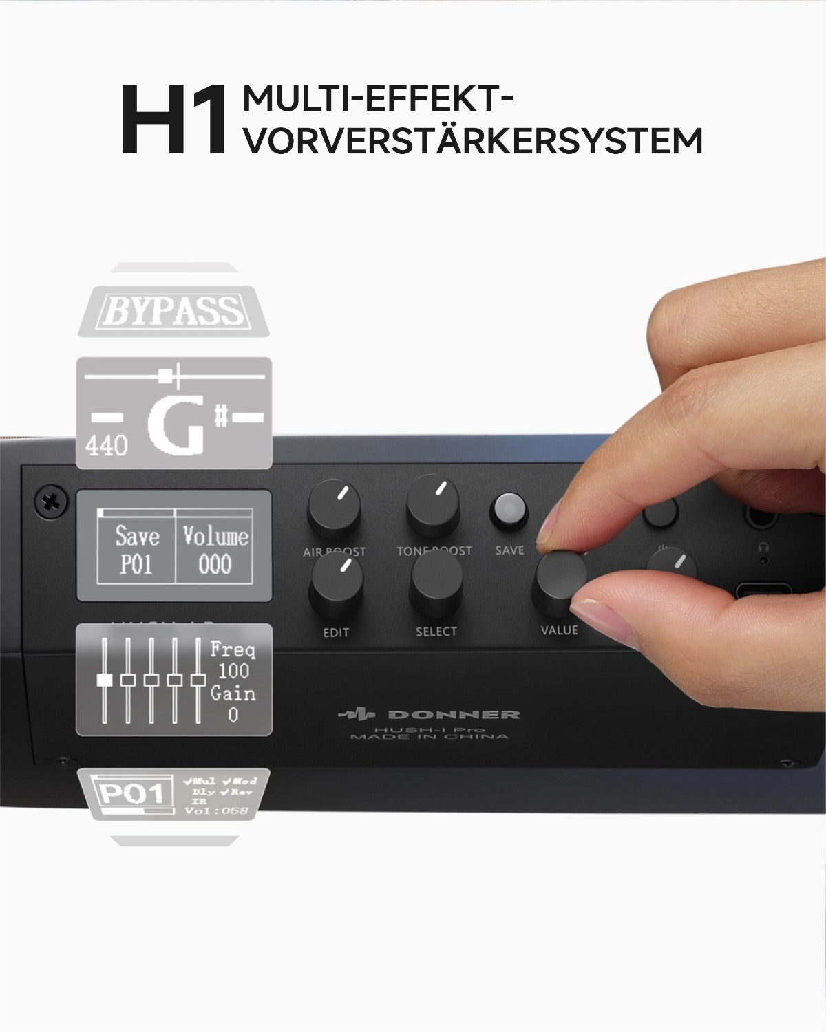 Donner HUSH™ I PRO Reisegitarre-Space Fly Schwarz##