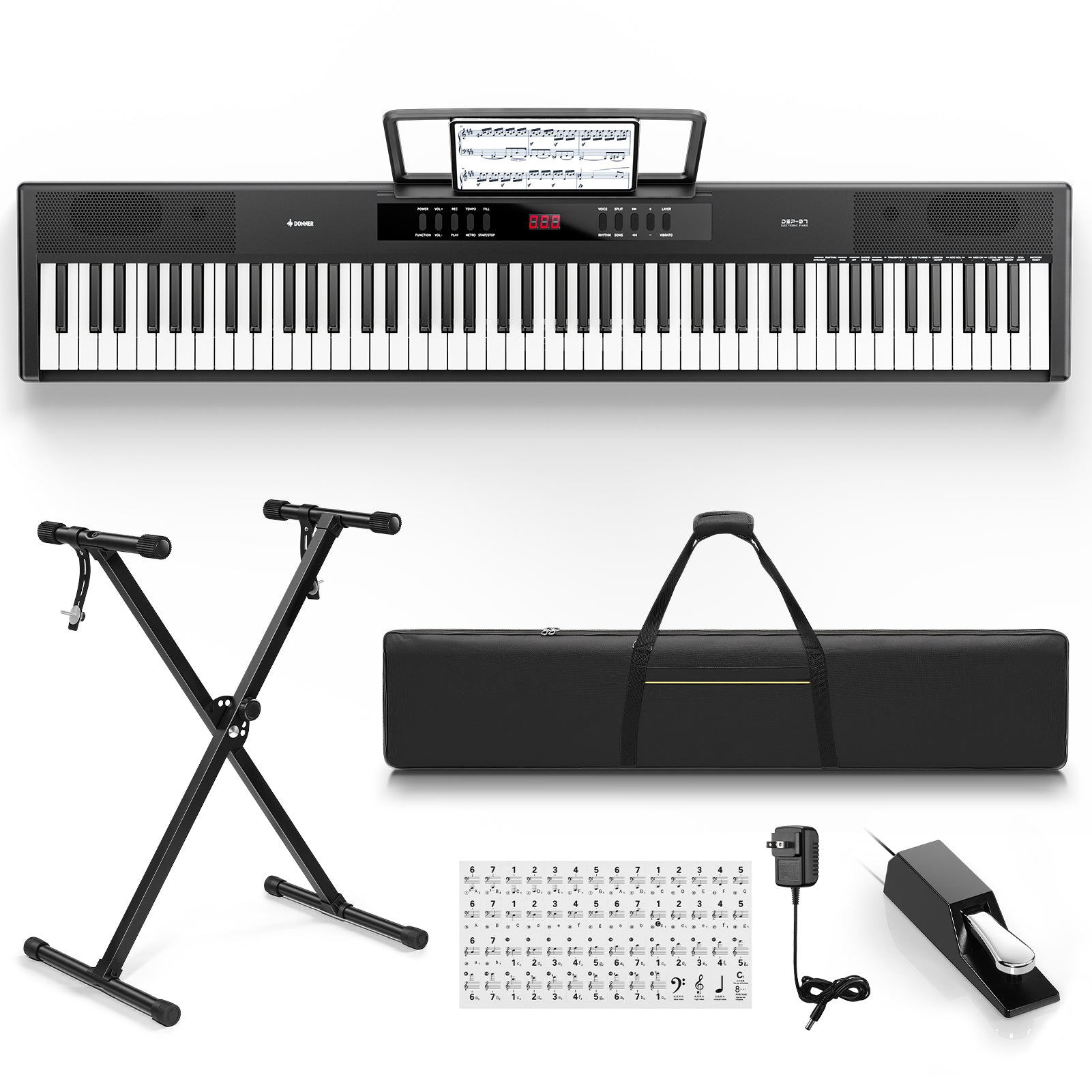 Donner DEP-07 Tragbares Digitalpiano mit 88 halbgewichteten Tasten