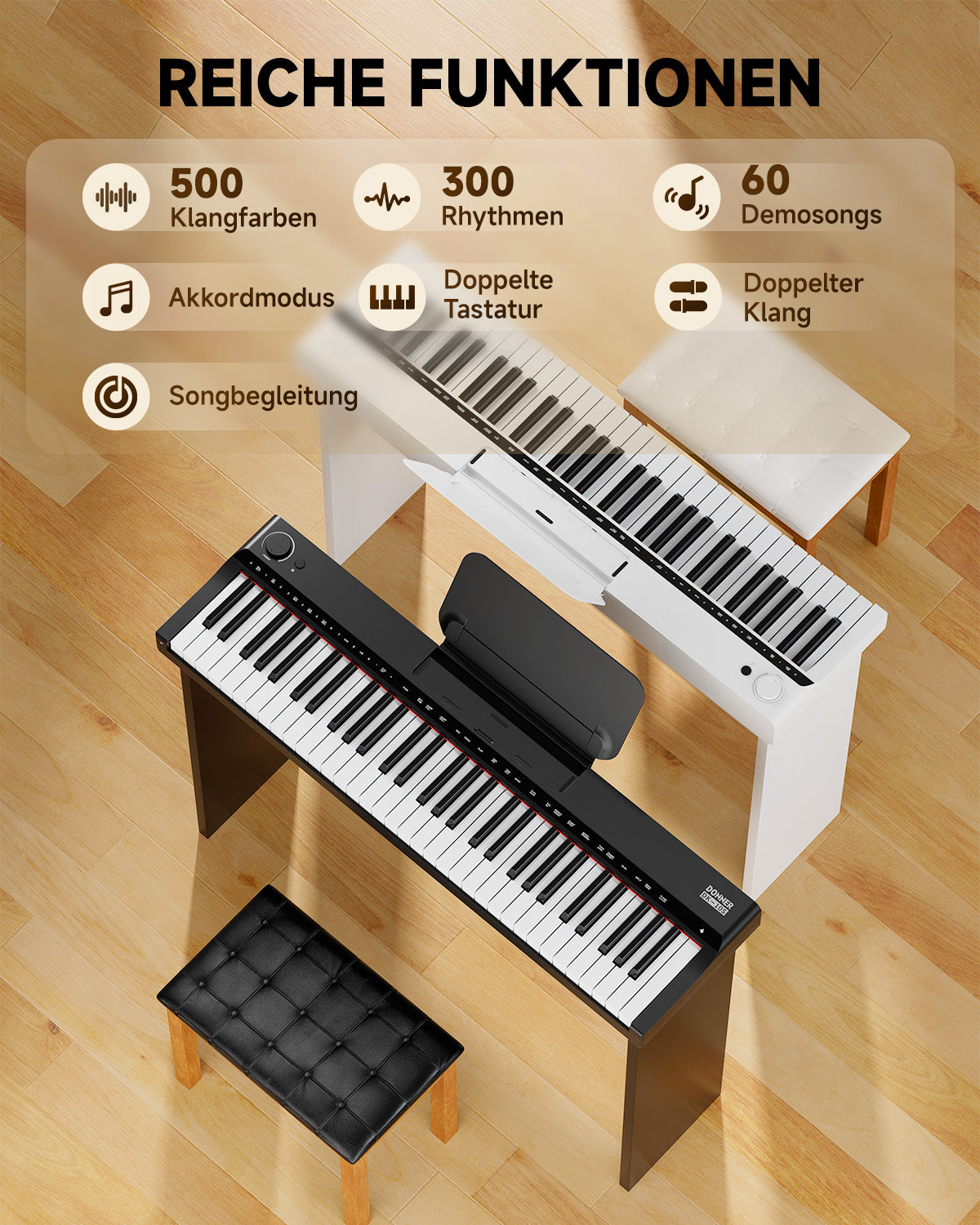 Donner DK-10S Multifunktionales 61-Tasten Keyboard-Set