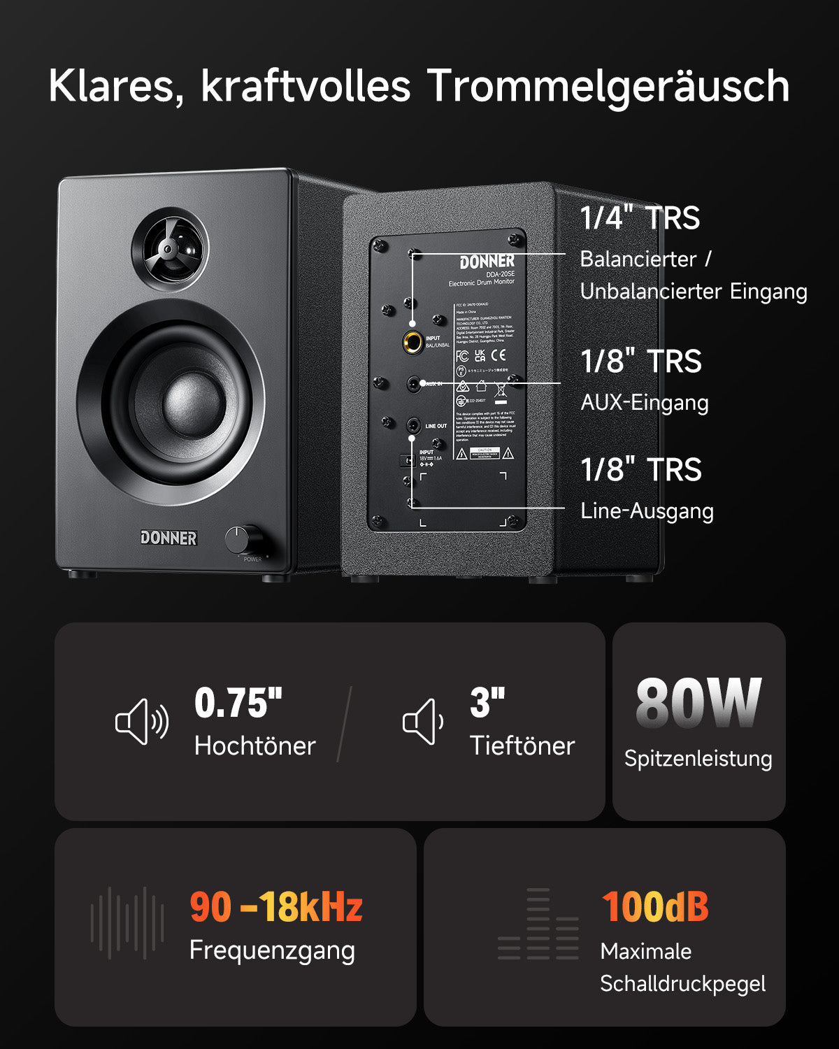Donner DDA-20SE Drum-Monitor-Lautsprecher