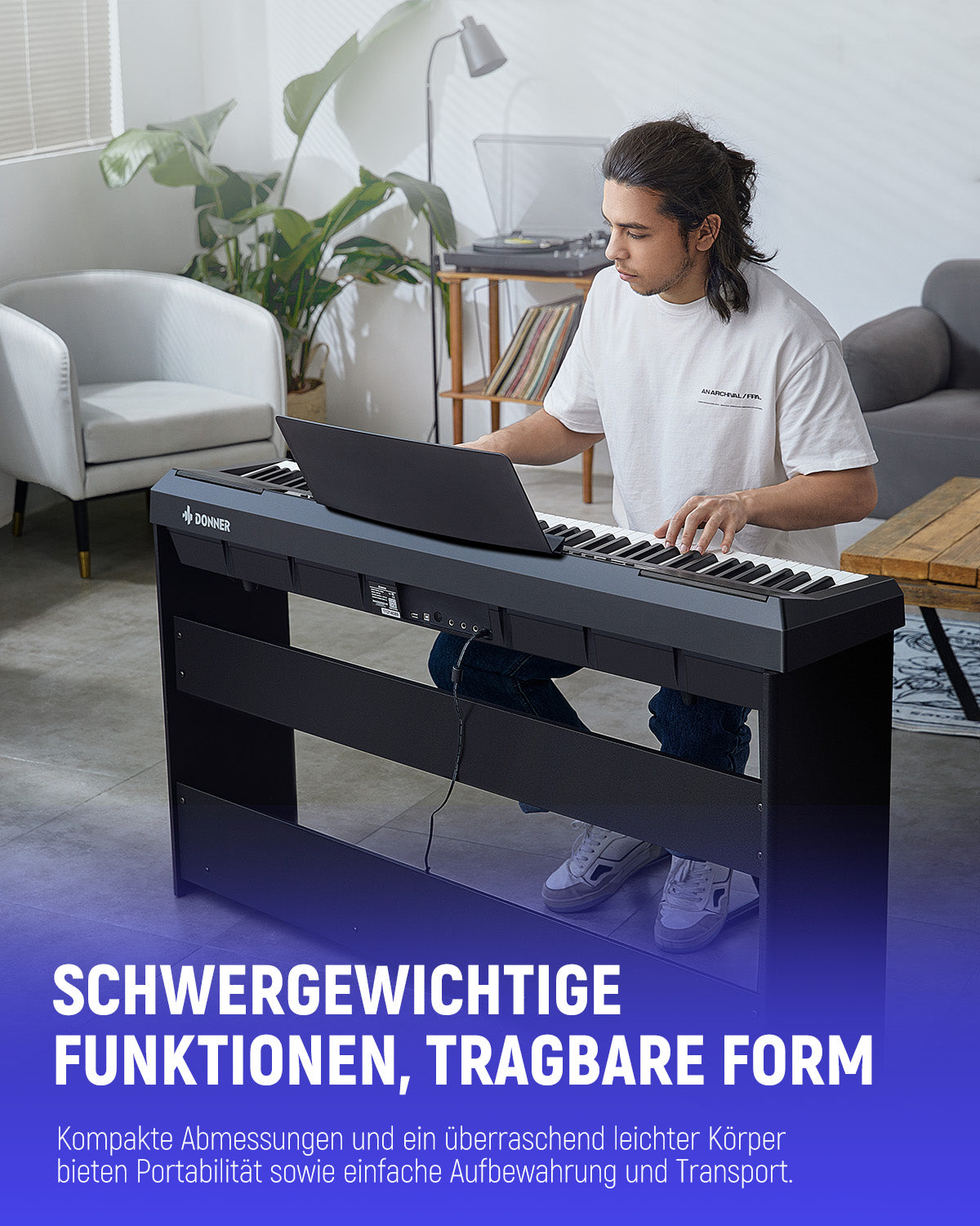 Donner DEP-20 Digital Piano mit Hammermechanik-Schwarz##