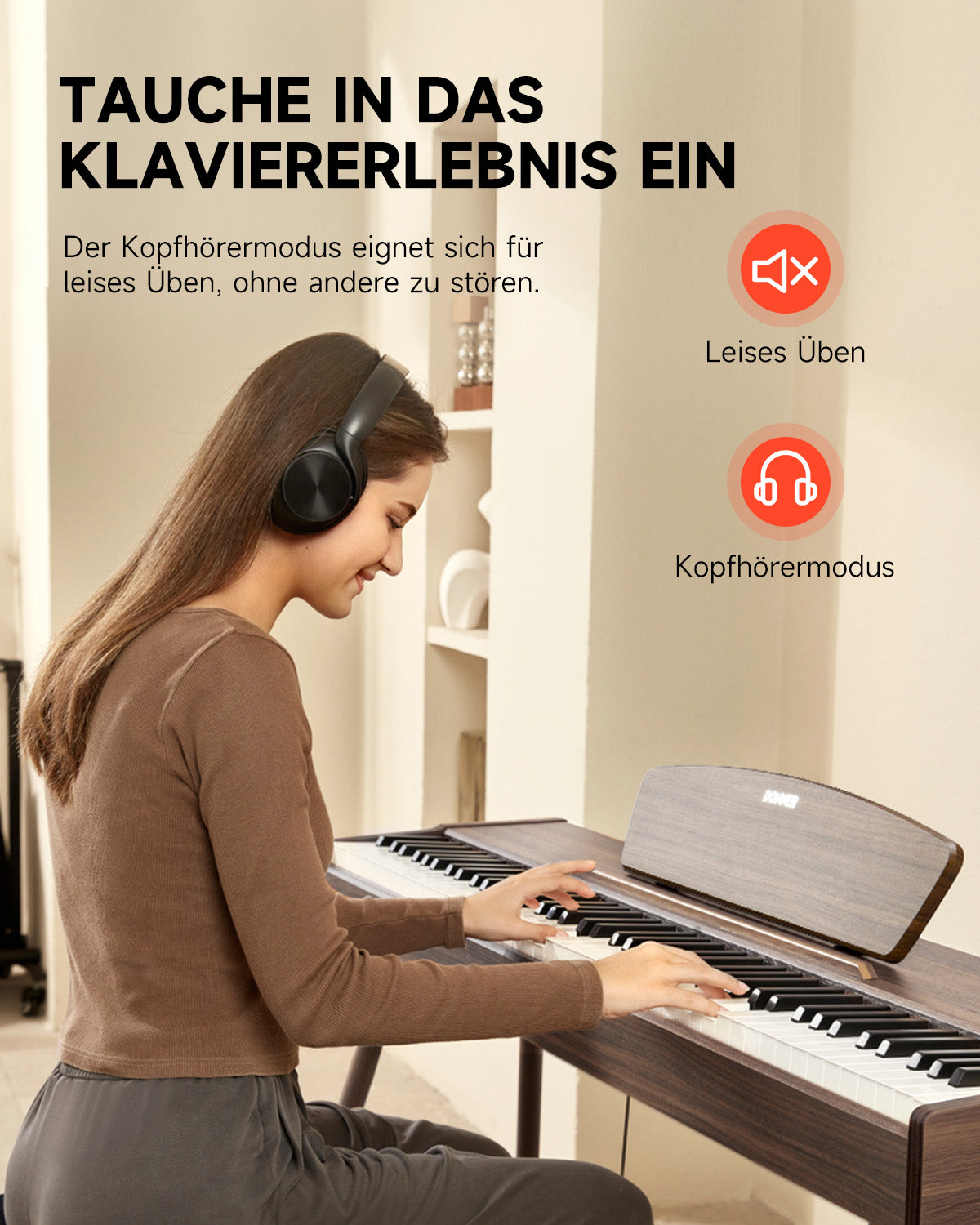Donner DDP-80 Digital piano im Holzdesign-Walnut##