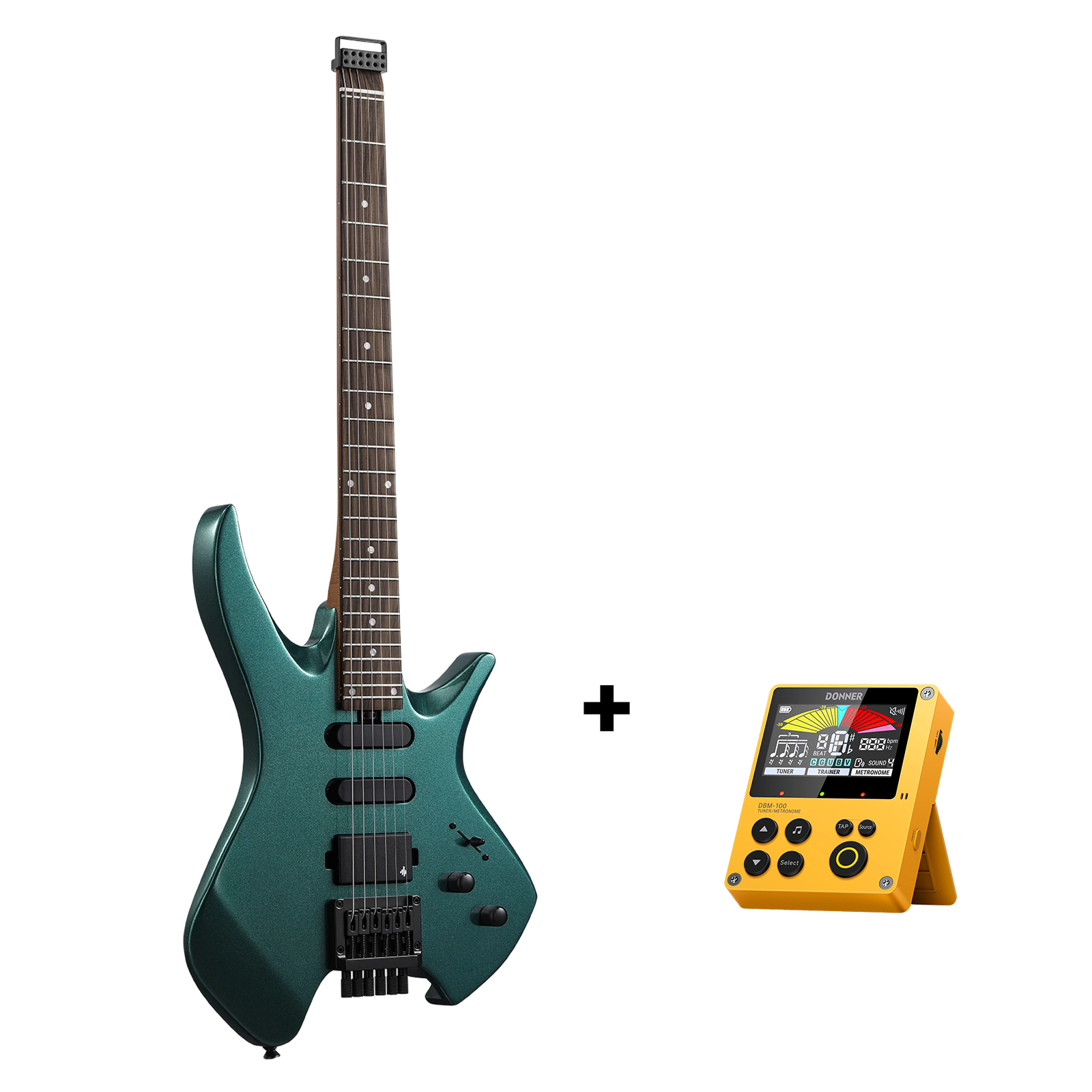 Donner HLX-500 Headless E-Gitarre-Sherwood Green##