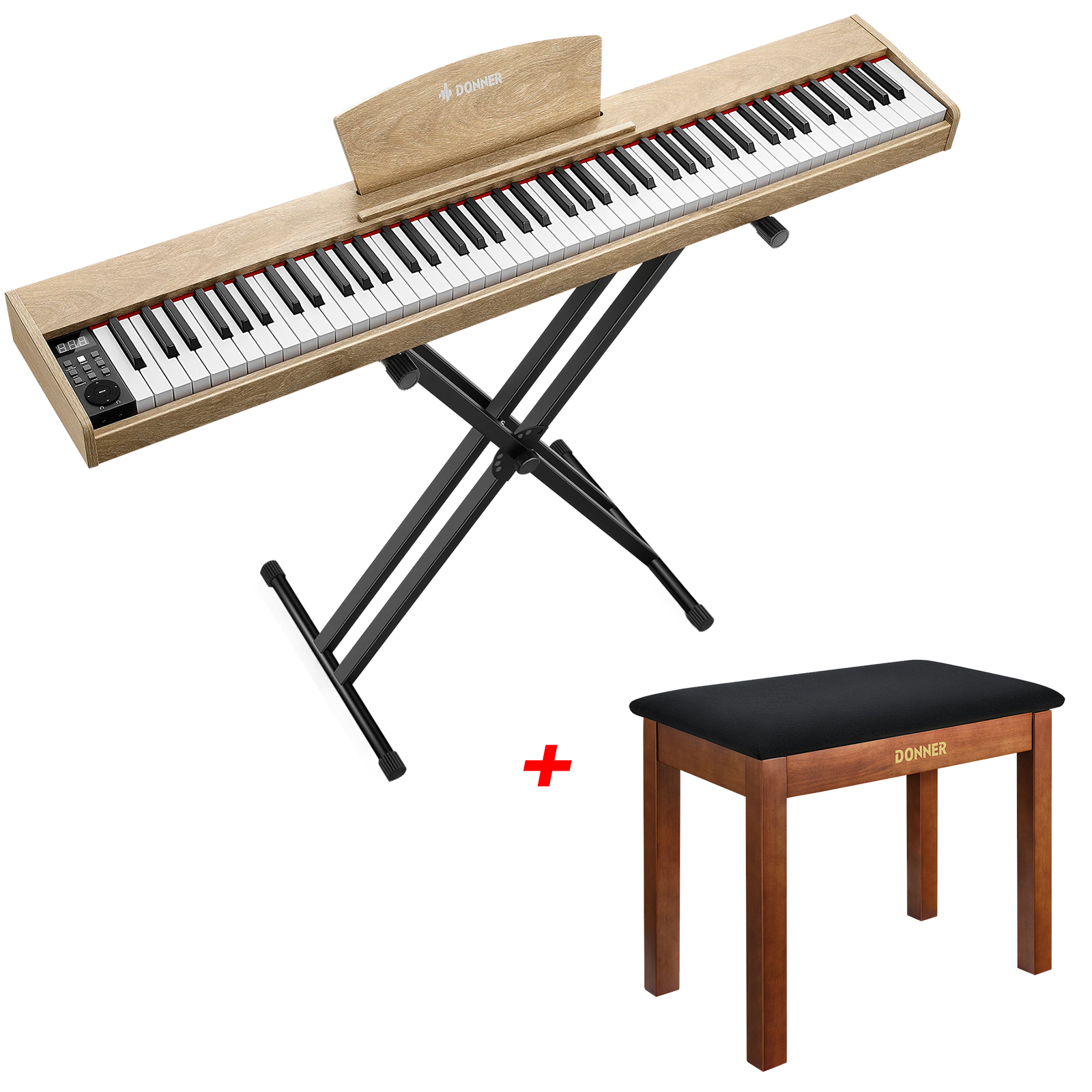 Donner DEP-1S Tastatur im Holzstil Digitalpiano-helle Holzfarbe##