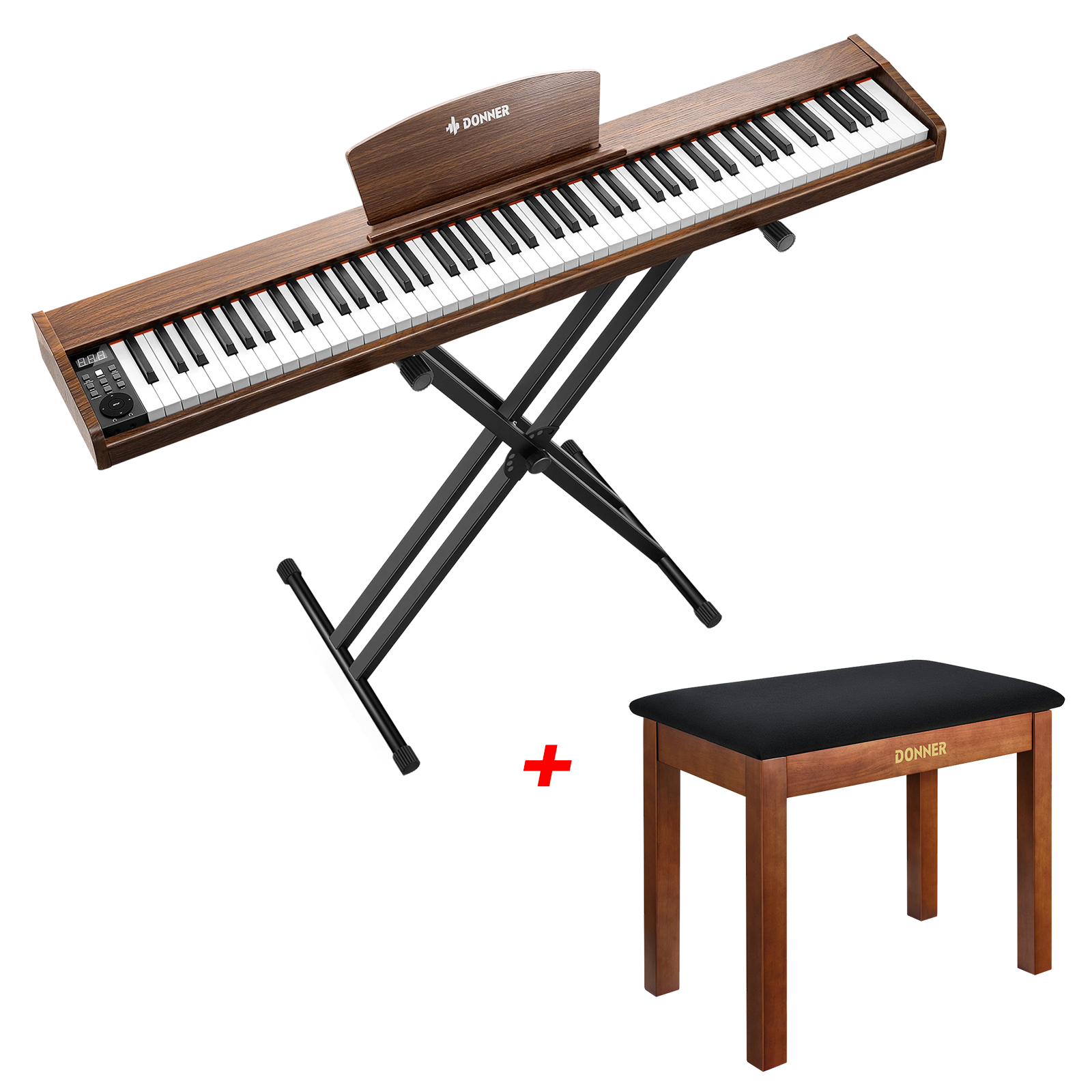 Donner DEP-1S Tastatur im Holzstil Digitalpiano-Antikbraun##