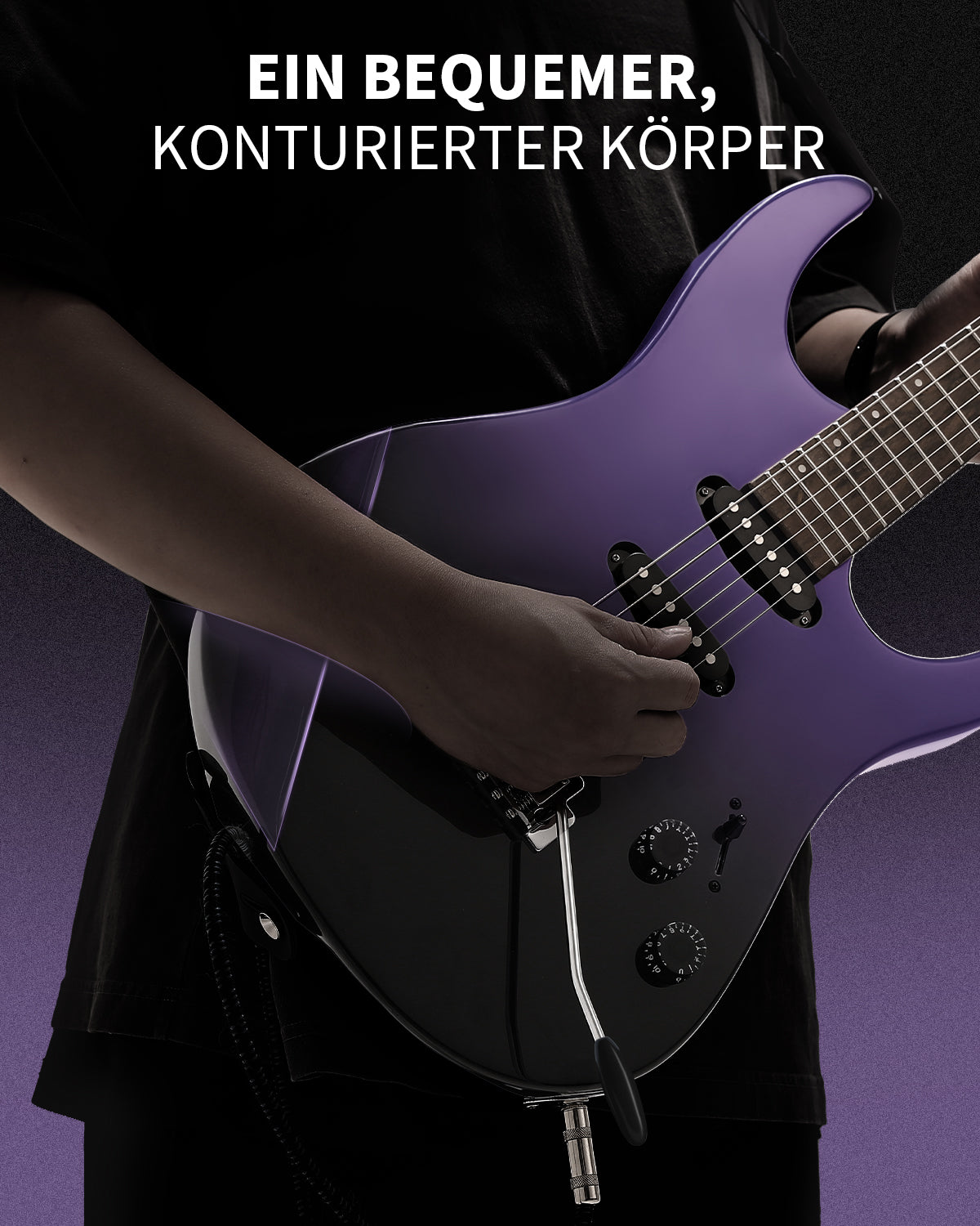 Donner DMT‑66 C‑förmiger Hals E‑Gitarre-Mitternachtsvioletter Farbverlauf##