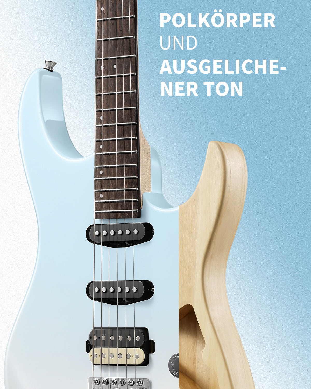 Donner DMT‑66 C‑förmiger Hals E‑Gitarre-Blau-Weiß-Farbverlauf##