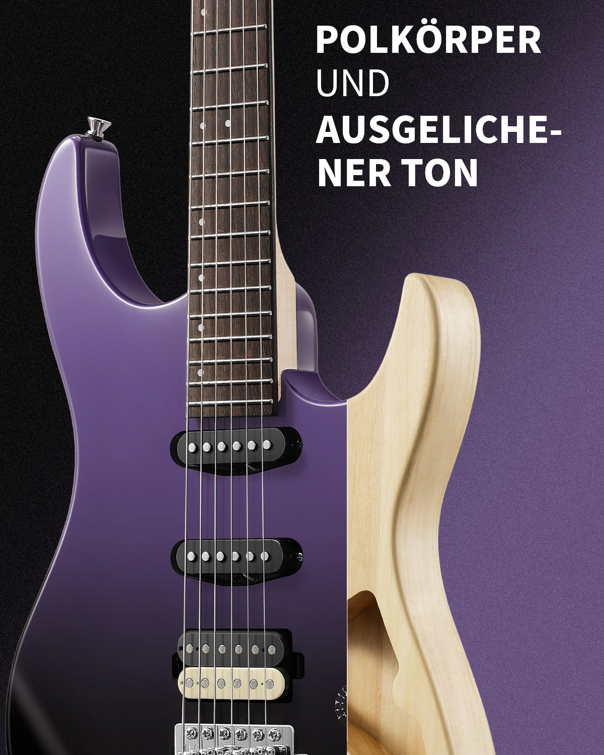 Donner DMT‑66 C‑förmiger Hals E‑Gitarre-Mitternachtsvioletter Farbverlauf##