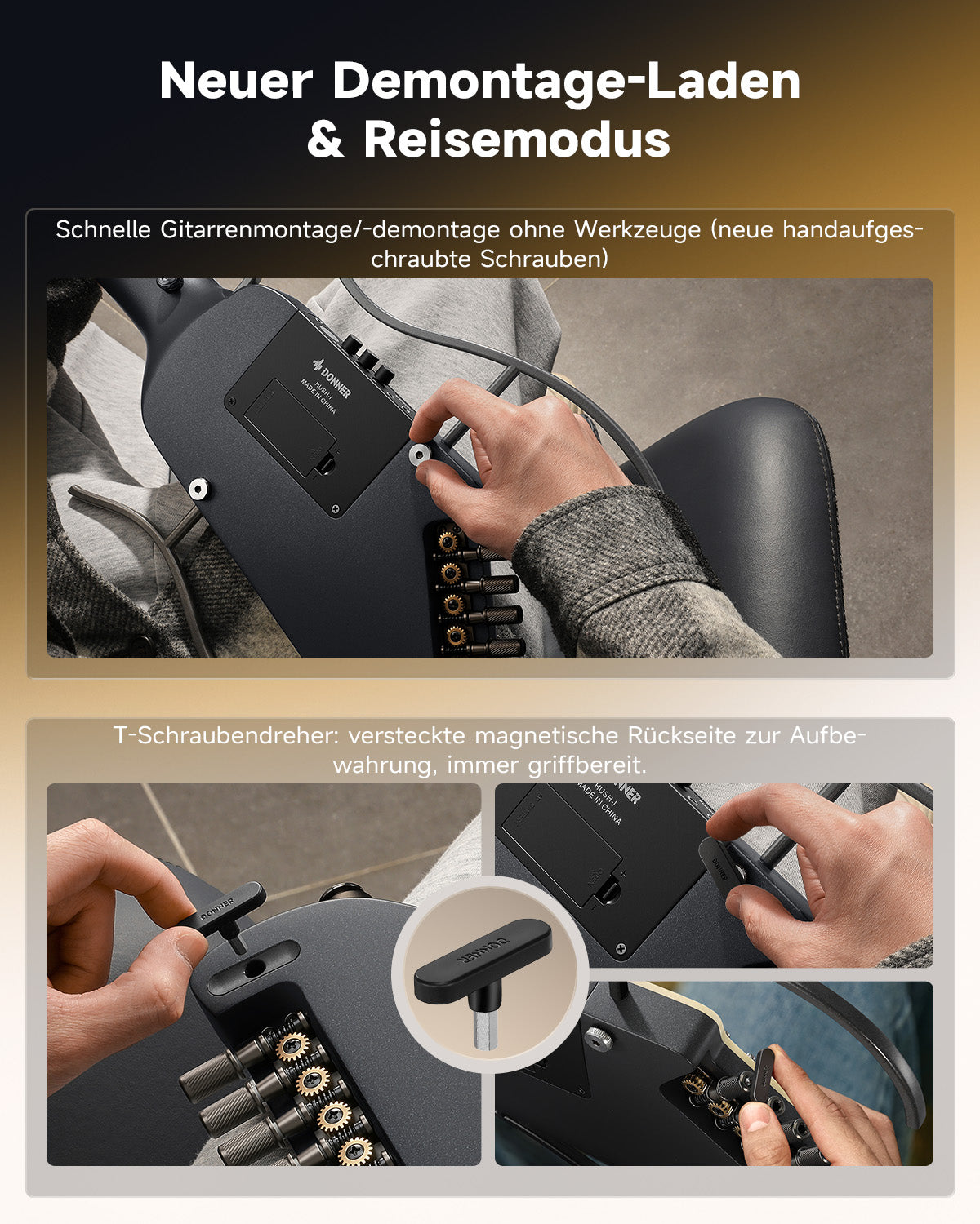 Donner HUSH™ I Ultraleicht Unterwegs Reisegitarre