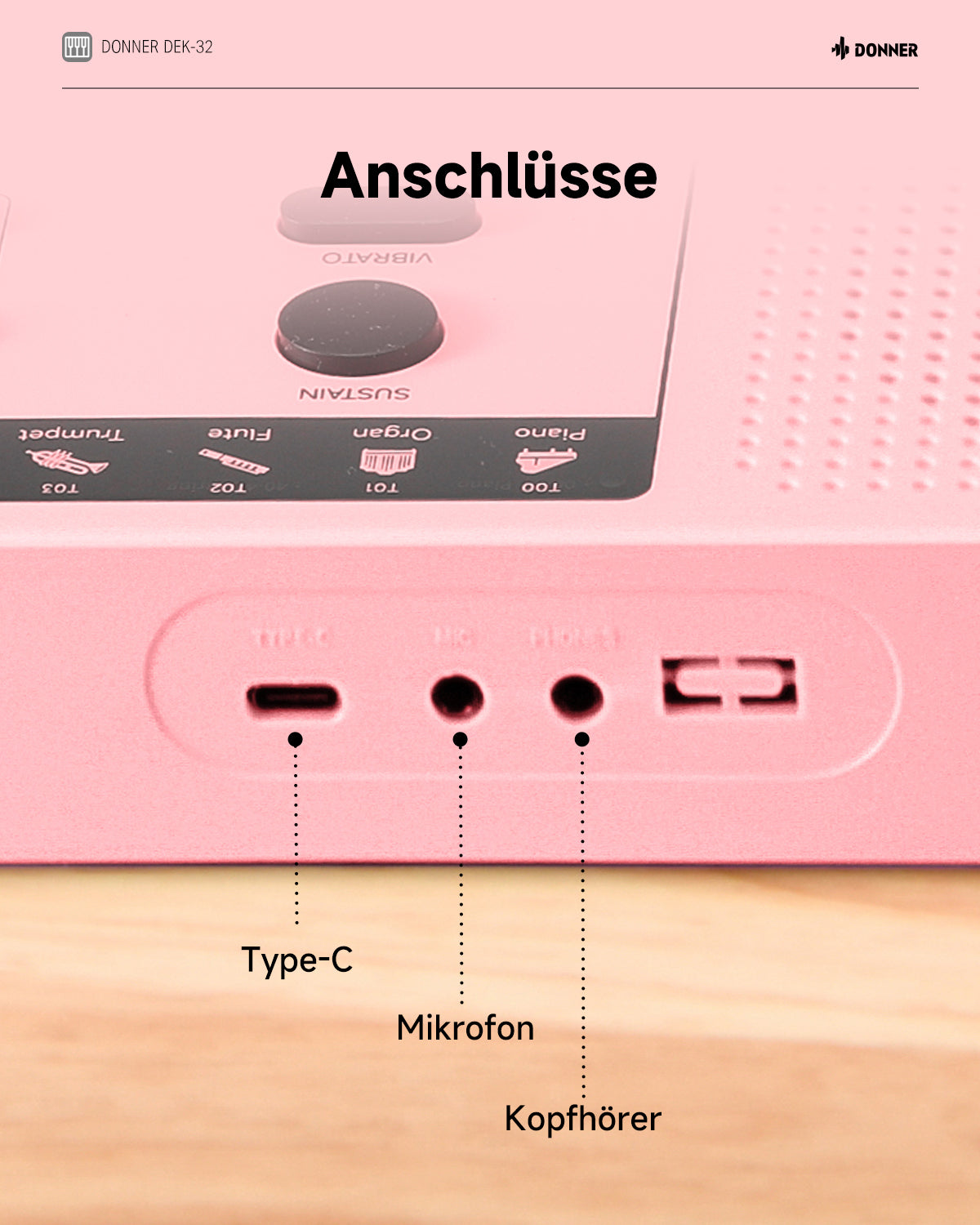 Donner DEK-32 32-Tasten-Keyboard-Rosa##