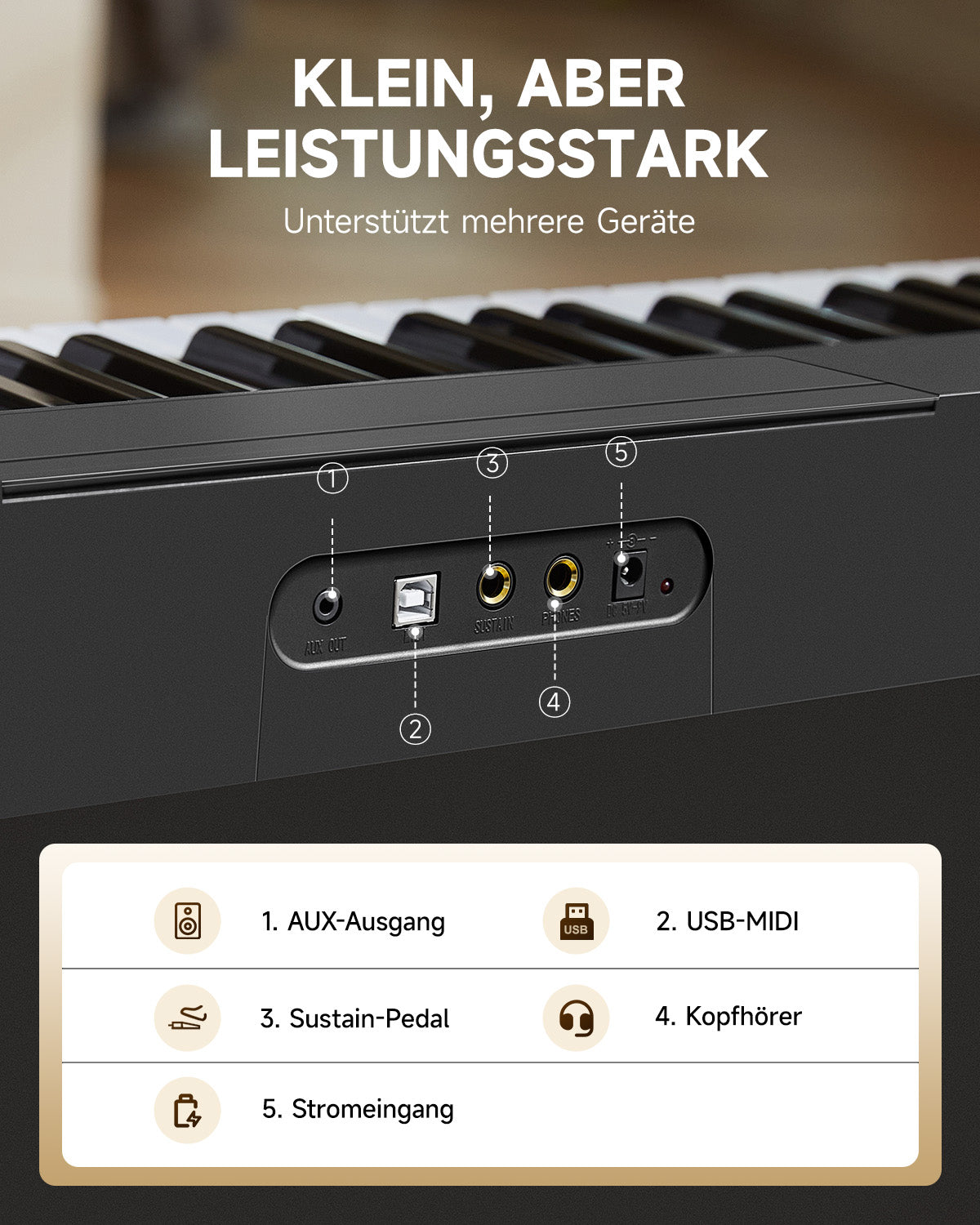 Donner DK-10S Multifunktionales 61-Tasten Keyboard-Set
