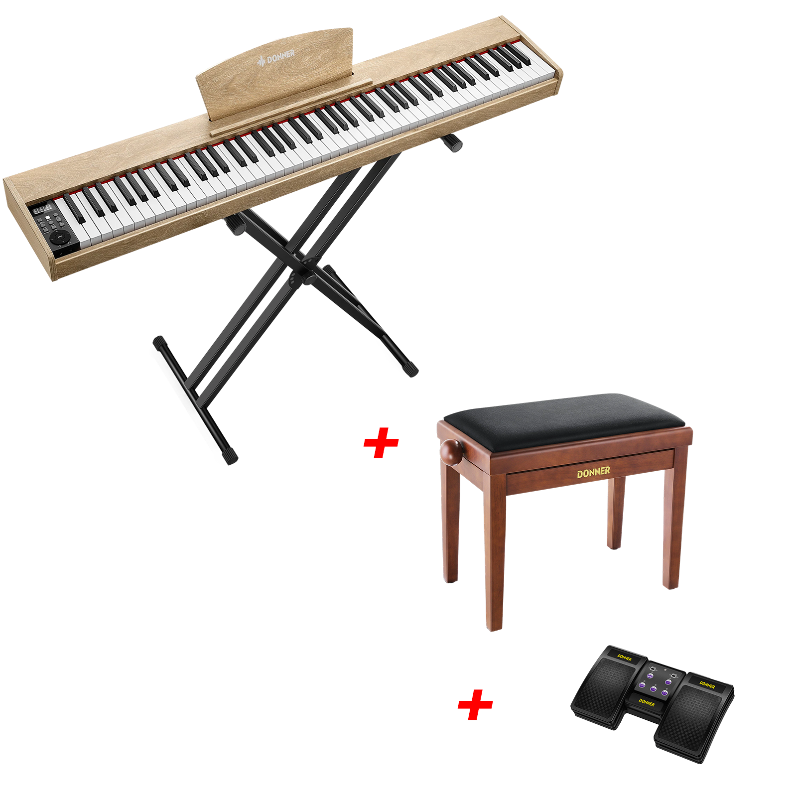 Donner DEP-1S Tastatur im Holzstil Digitalpiano-helle Holzfarbe##