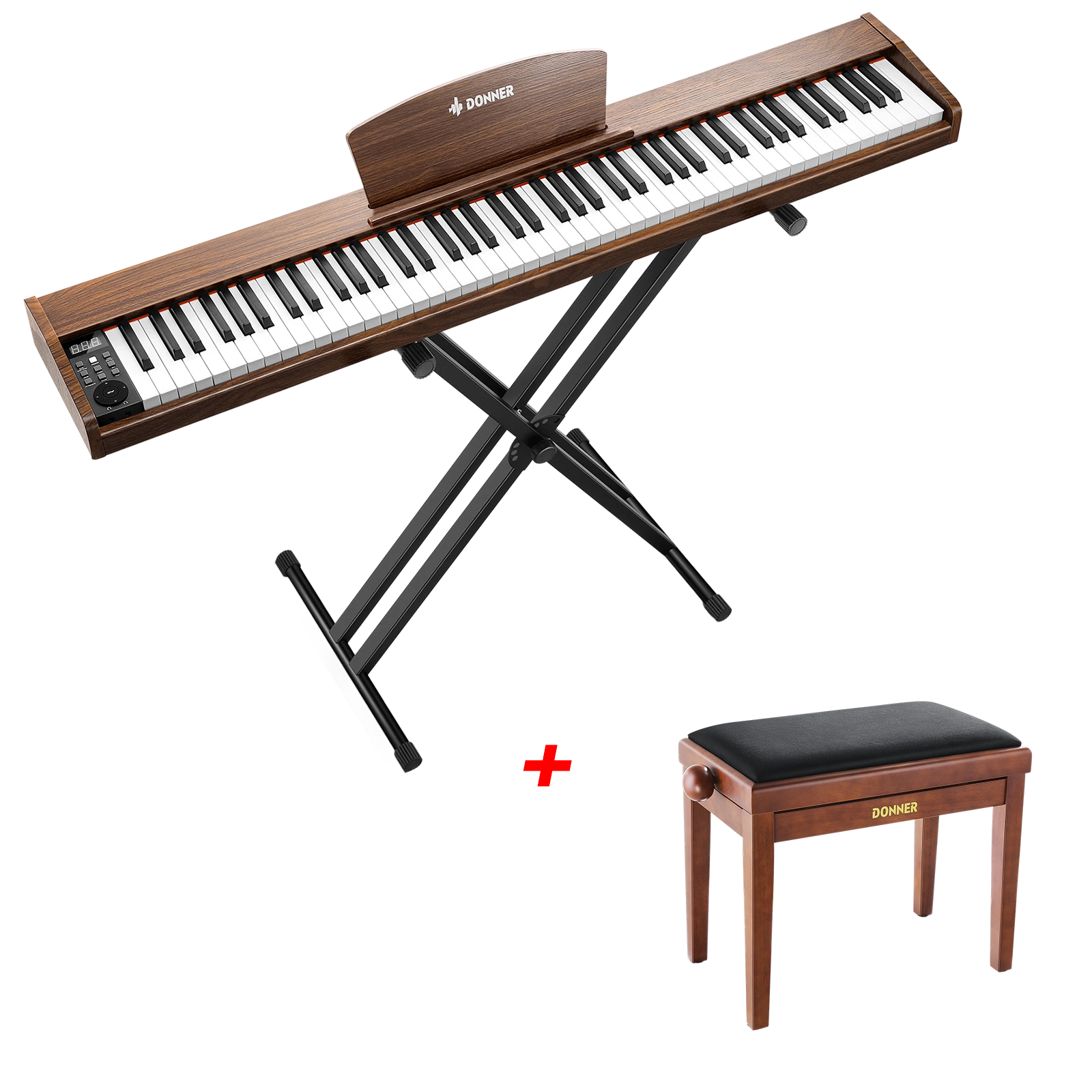 Donner DEP-1S Tastatur im Holzstil Digitalpiano-Antikbraun##