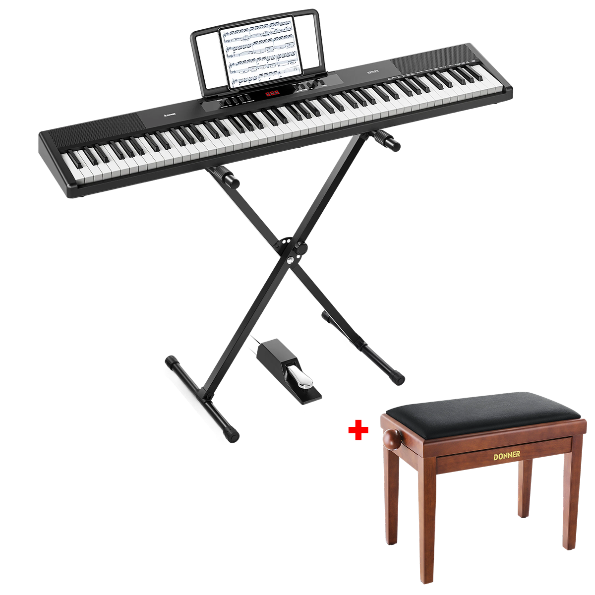 Donner DEP-07 Tragbares Digitalpiano mit 88 halbgewichteten Tasten