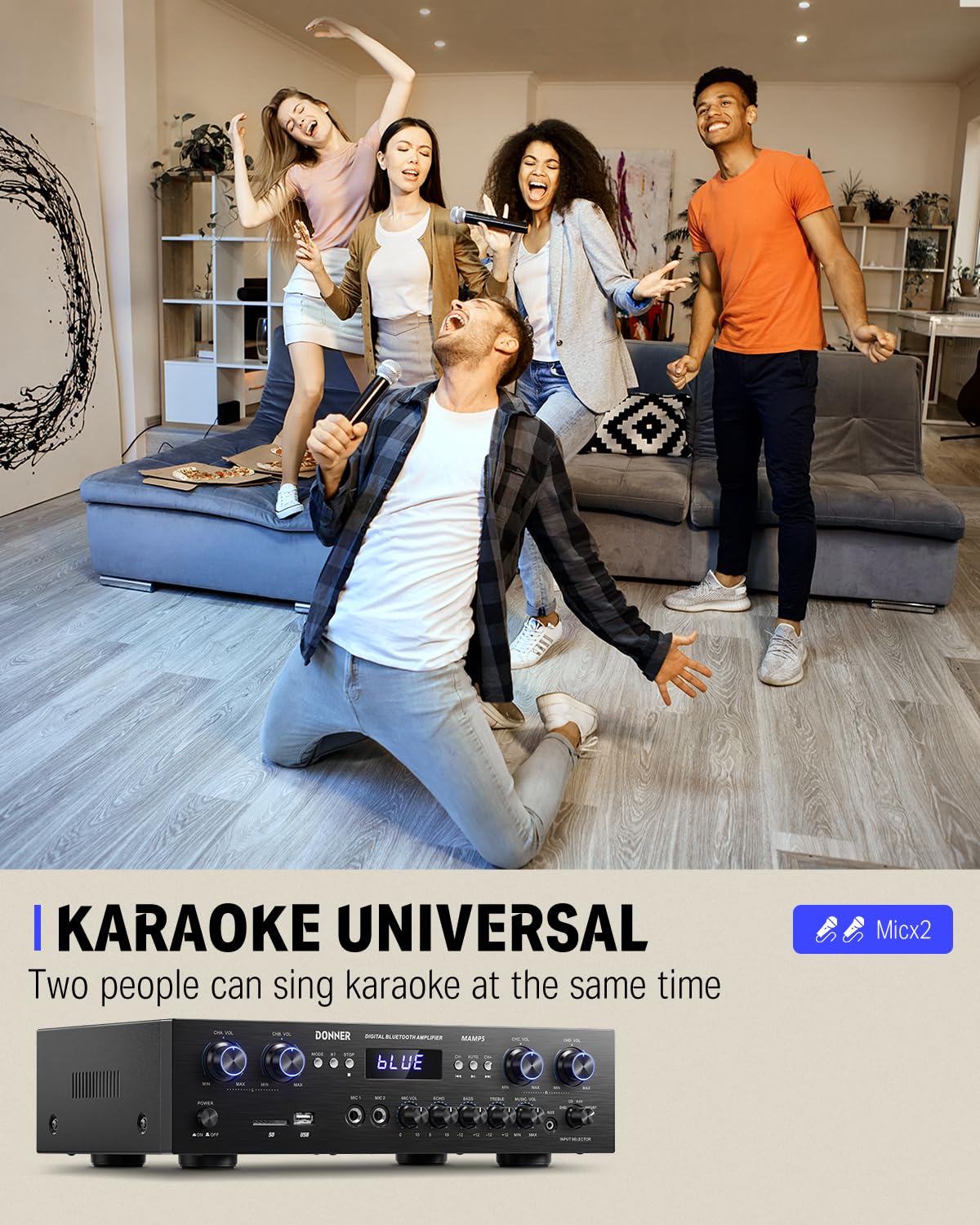 Donner MAMP5 Audio Leistungsverstärker Bluetooth 440W Wireless Desktop Audio Verstärker