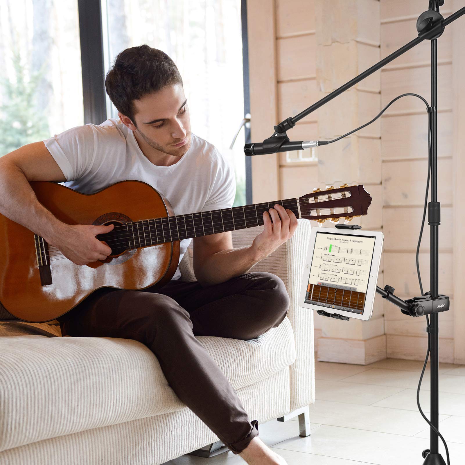 Moukey Mmsph-1  Tablet Halterung für Mikrofonständer Multifunktion verstellbar Mic Ständer Halterung