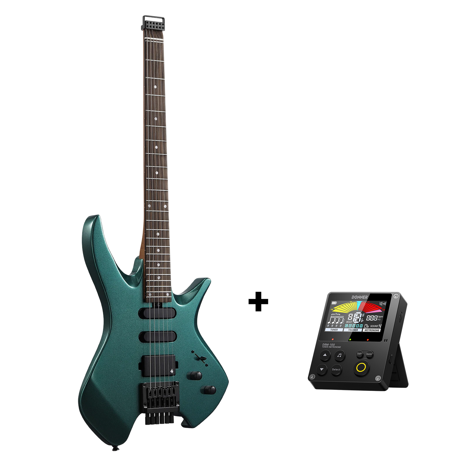 Donner HLX-500 Headless E-Gitarre-Sherwood Green##