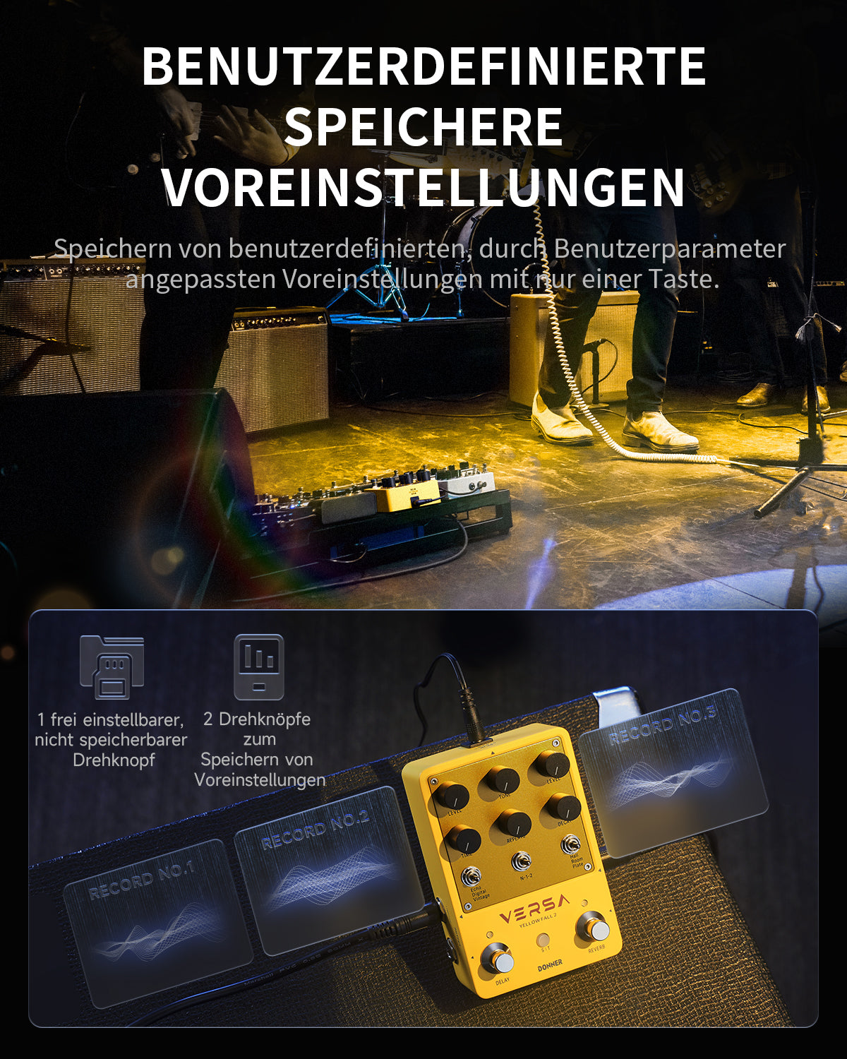 Donner Yellow Fall II Nachhall & Verzögerung Live Effektpedal