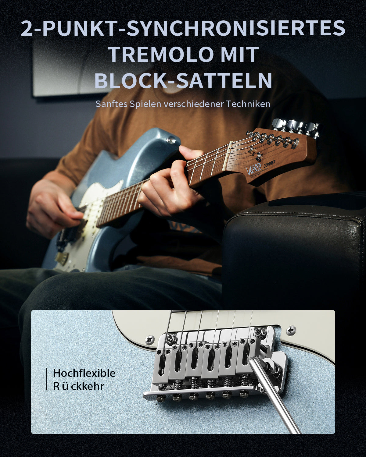 DONNER DST-550 Gradient Gitarre-Blau##