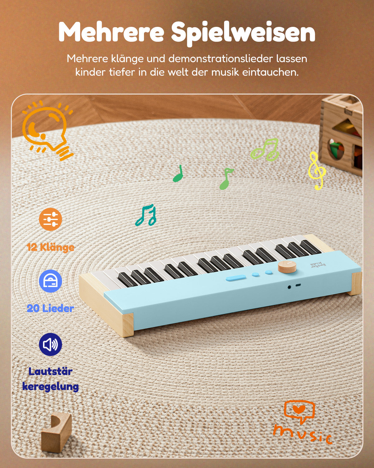 Eastar KIDO V-10 Mini-Digitalkeyboard mit 32 Tasten-Hellblau##