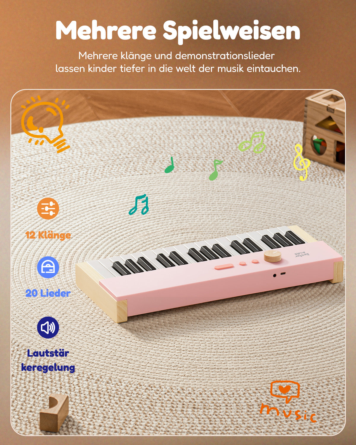 Eastar KIDO V-10 Mini-Digitalkeyboard mit 32 Tasten-Hellrosa##