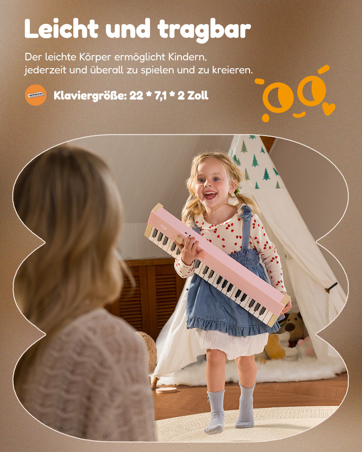 Eastar KIDO Mini-Digital Keyboard-44 Tasten und Ständer Hellrosa##