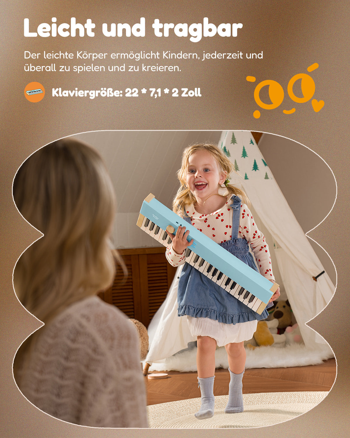 Eastar KIDO V20 Mini-Digital Keyboard mit 44 Tasten und Ständer-Hellblau##