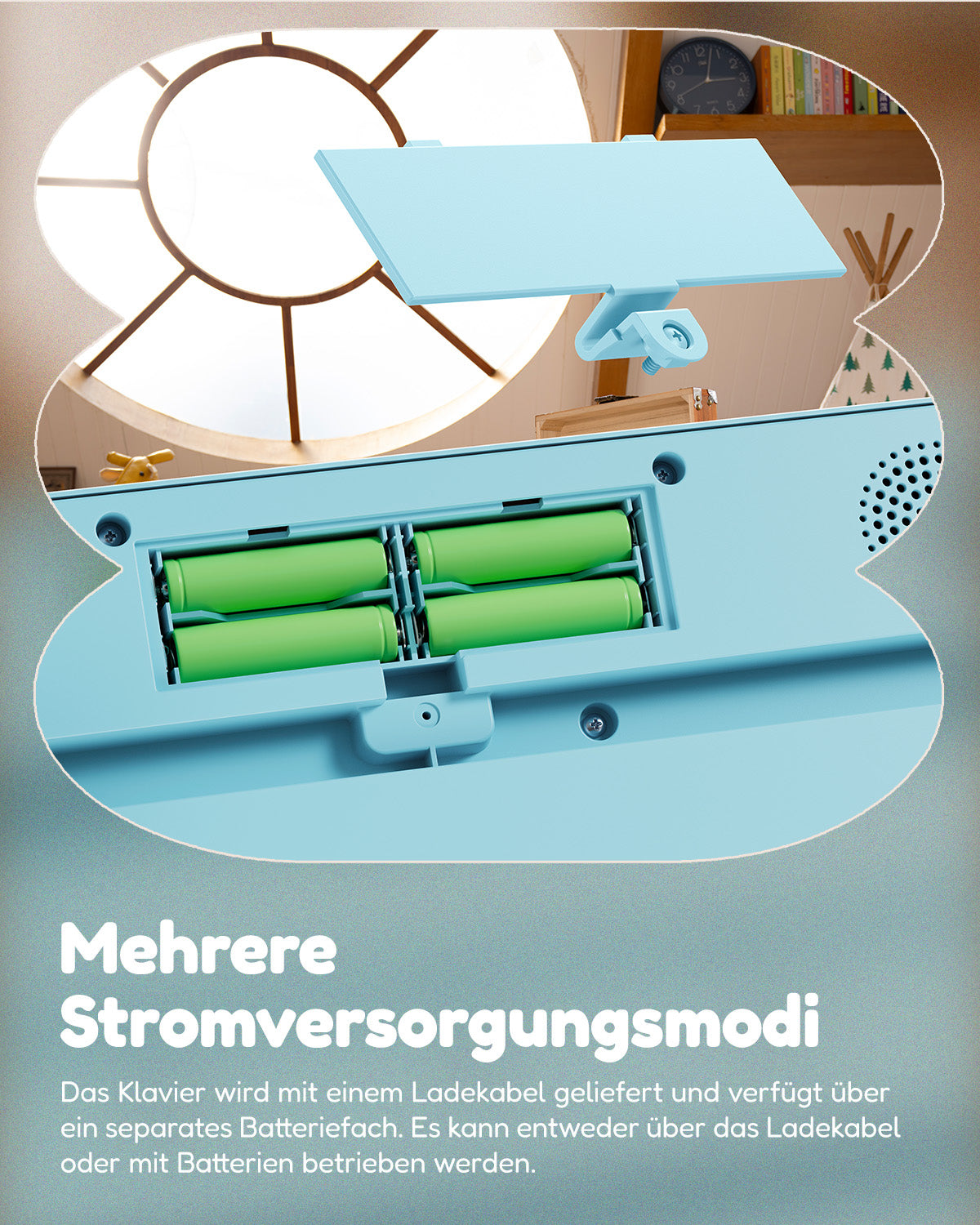 Eastar KIDO Mini-Digital Keyboard-44 Tasten und Ständer Hellblau##