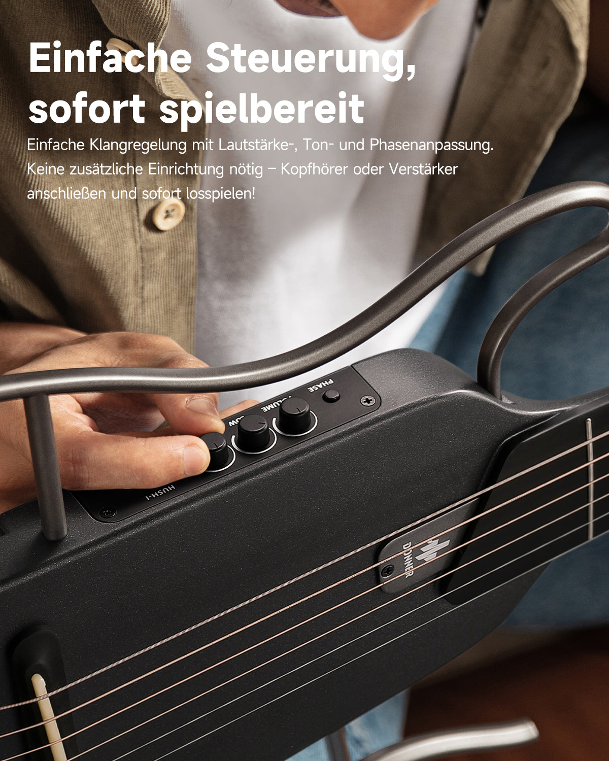 【Offene Kiste】Donner HUSH™ I Ultraleicht Unterwegs Reisegitarre-Schwarz##