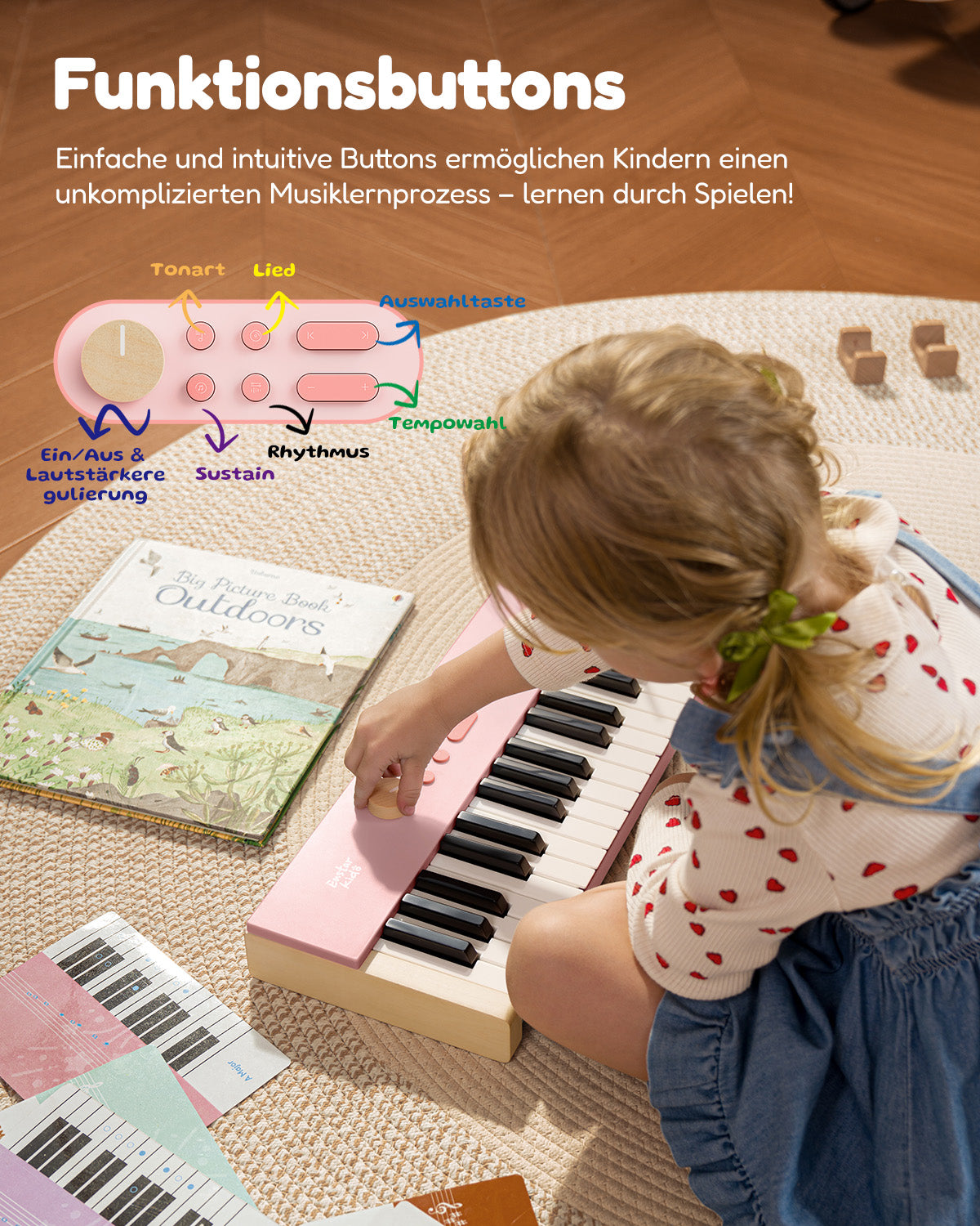 Eastar KIDO Mini-Digital Keyboard-44 Tasten und Ständer Hellrosa##