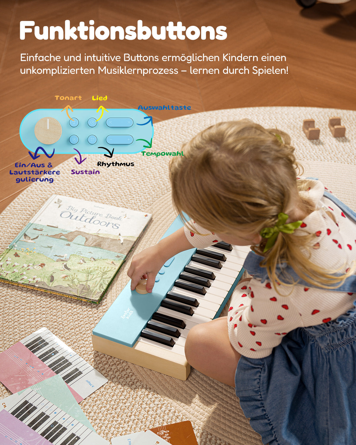 Eastar KIDO Mini-Digital Keyboard-44 Tasten und Ständer Hellblau##