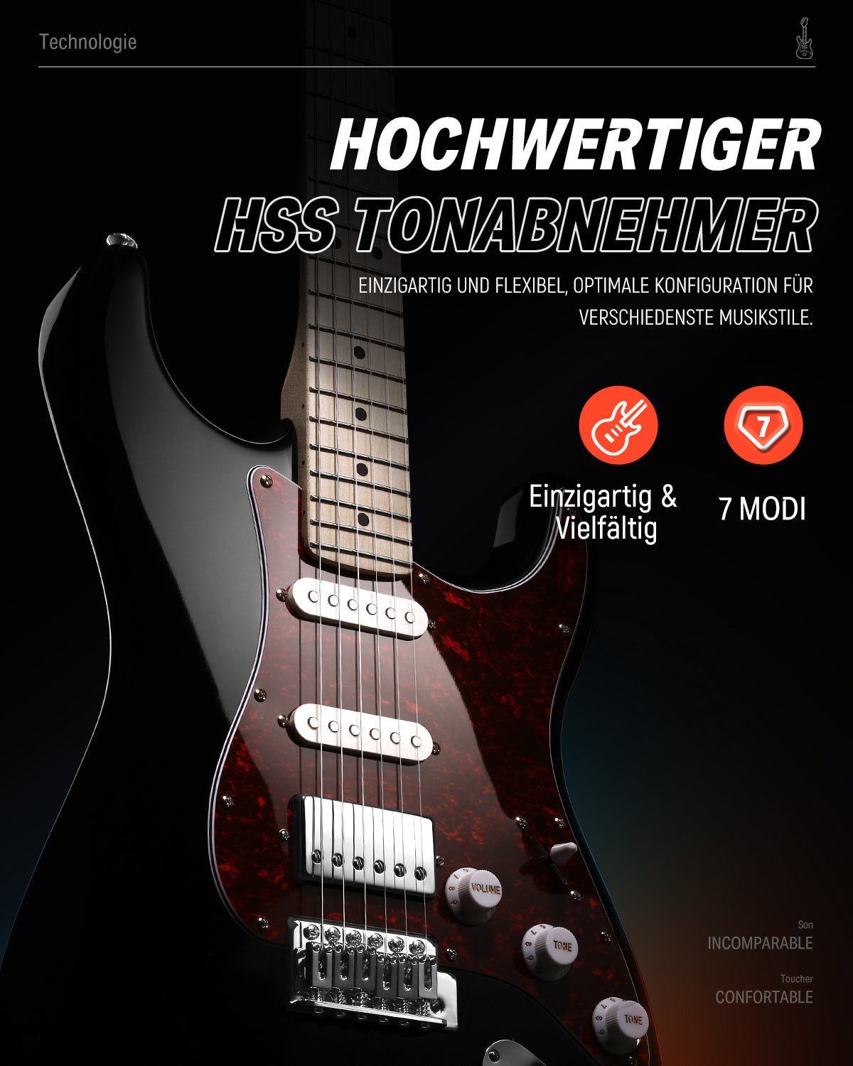 Donner DST-152 HSS-Pickup E-Gitarre-DST-152B##-DST-152S##