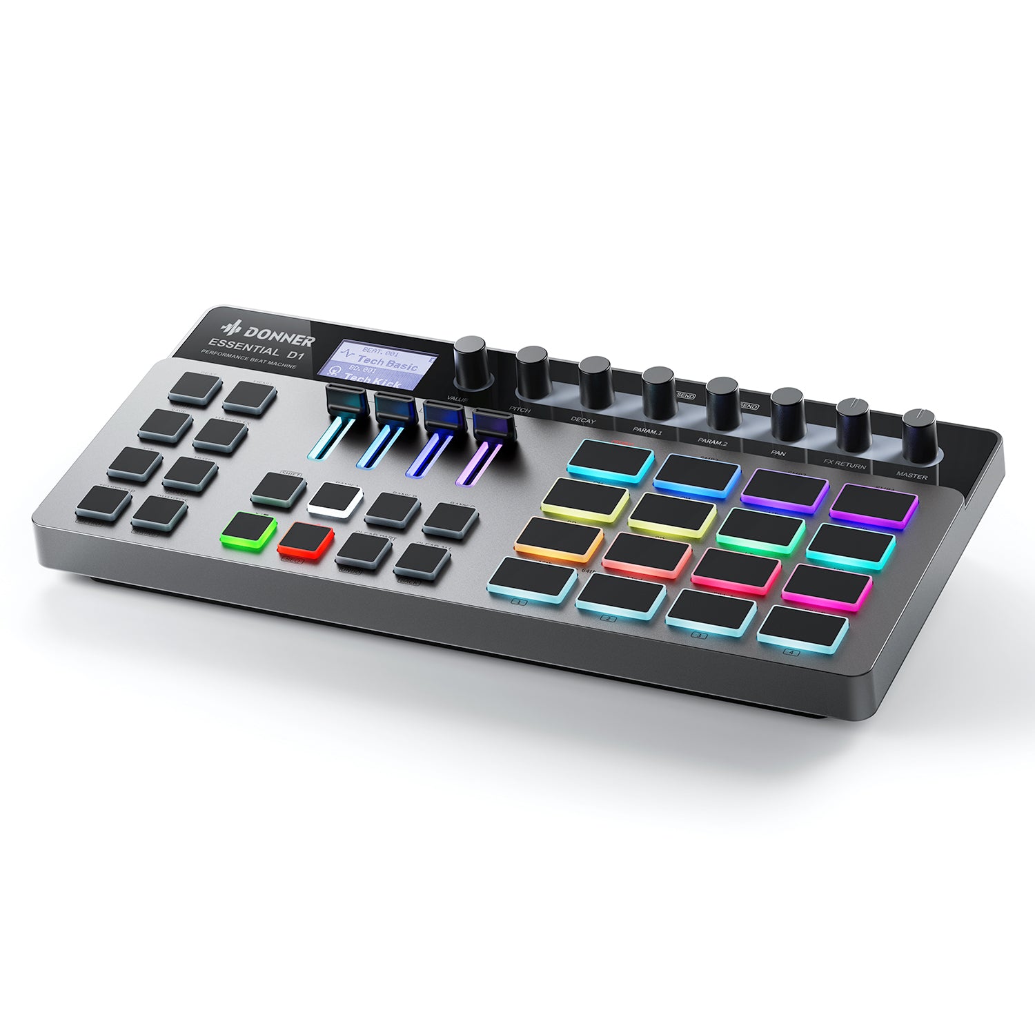 Donner Essential D1 Beat Machine Drumcomputer Tragbare elektronische Drum Maschine mit Effekten