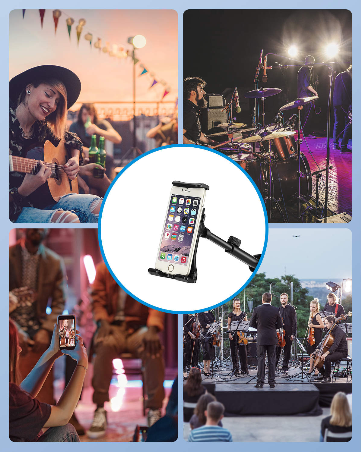 Moukey Mmsph-1  Tablet Halterung für Mikrofonständer Multifunktion verstellbar Mic Ständer Halterung
