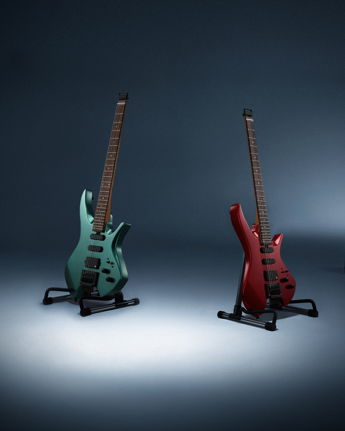 Donner HLX-500 Headless E-Gitarre-Metallic Red##
