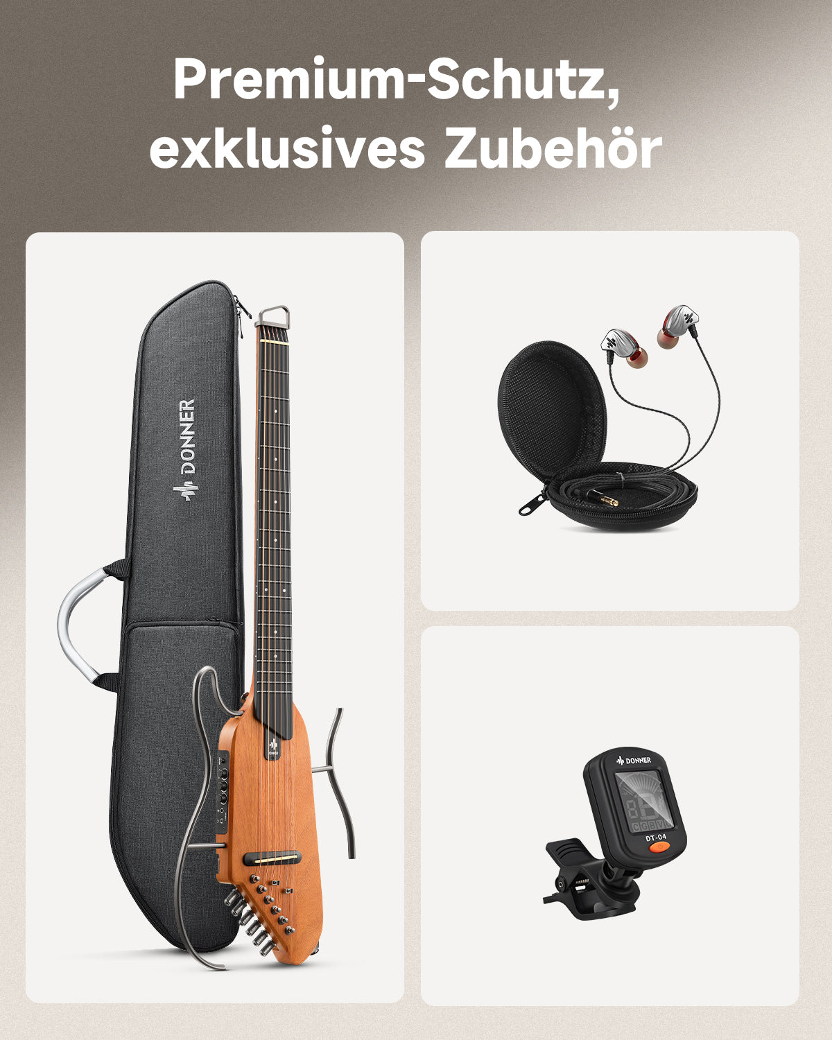 Donner HUSH™ I Ultraleicht Unterwegs Reisegitarre-Mahagoni##