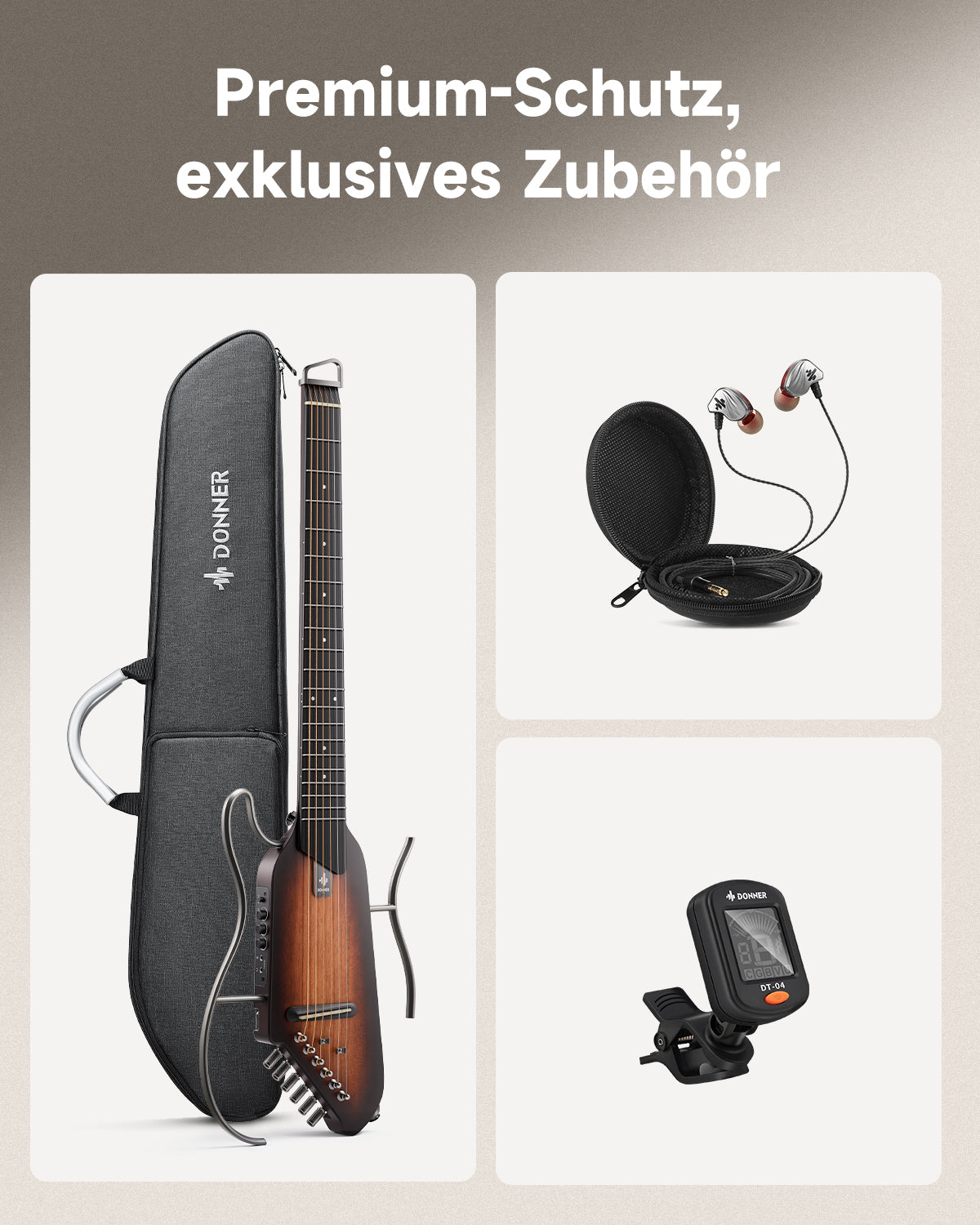 【Offene Kiste】Donner HUSH™ I Ultraleicht Unterwegs Reisegitarre-Sunburst##