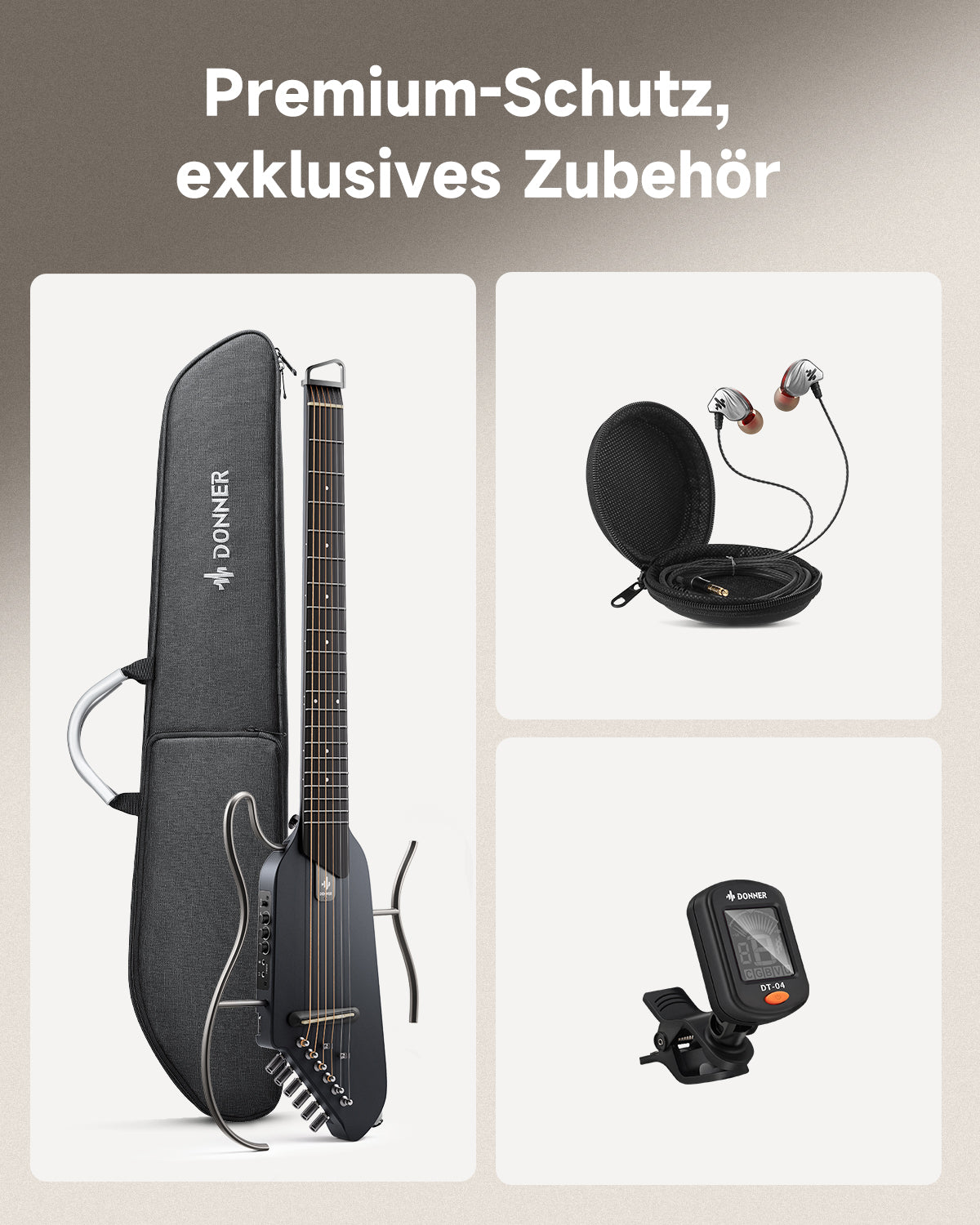 【Offene Kiste】Donner HUSH™ I Ultraleicht Unterwegs Reisegitarre-Schwarz##