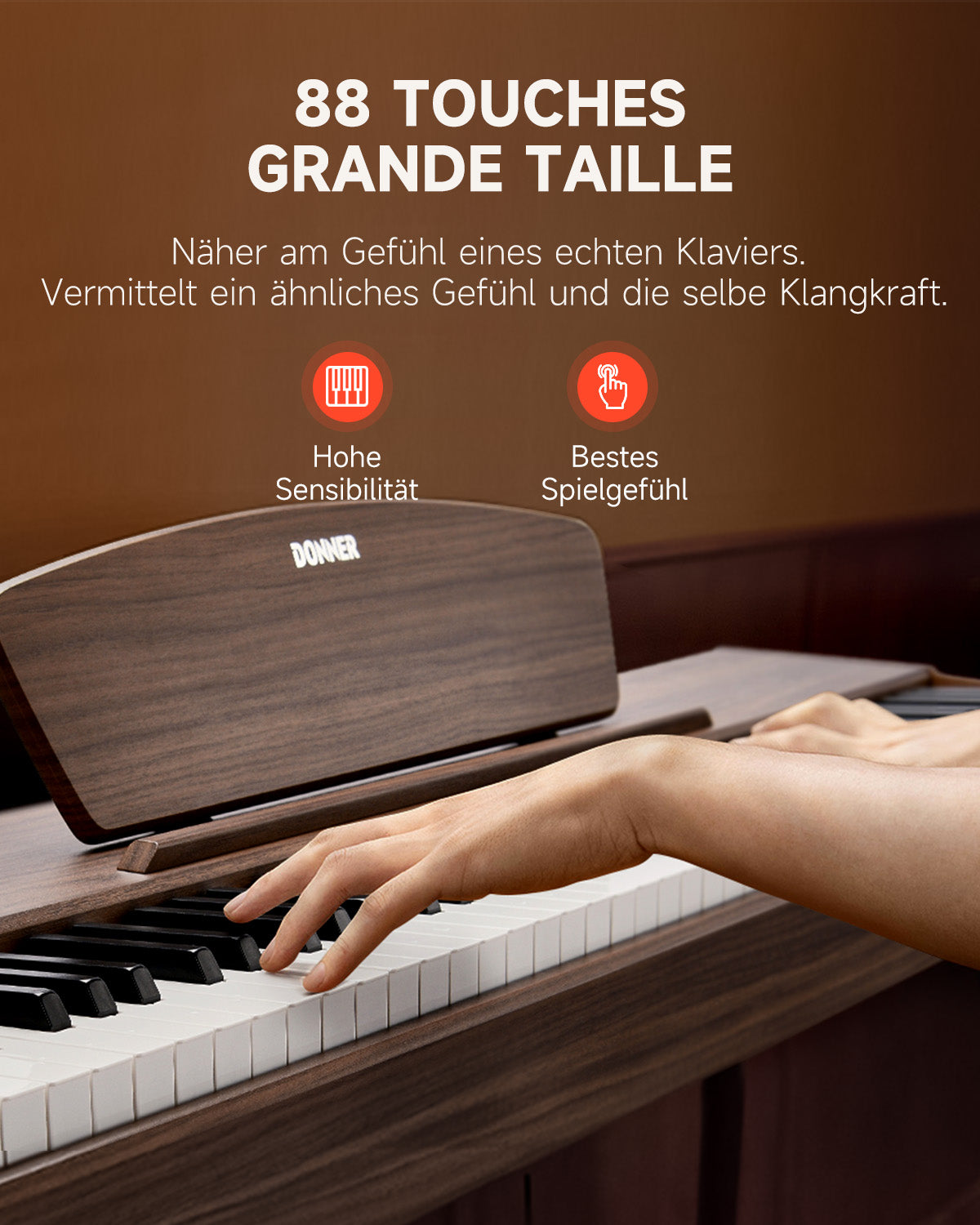 Donner DDP-80 Digital piano im Holzdesign-Walnut##