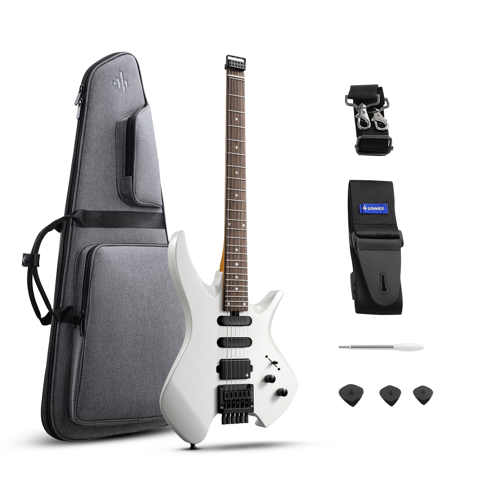 Donner NHL-500 Headless E-Gitarre-Weiß##